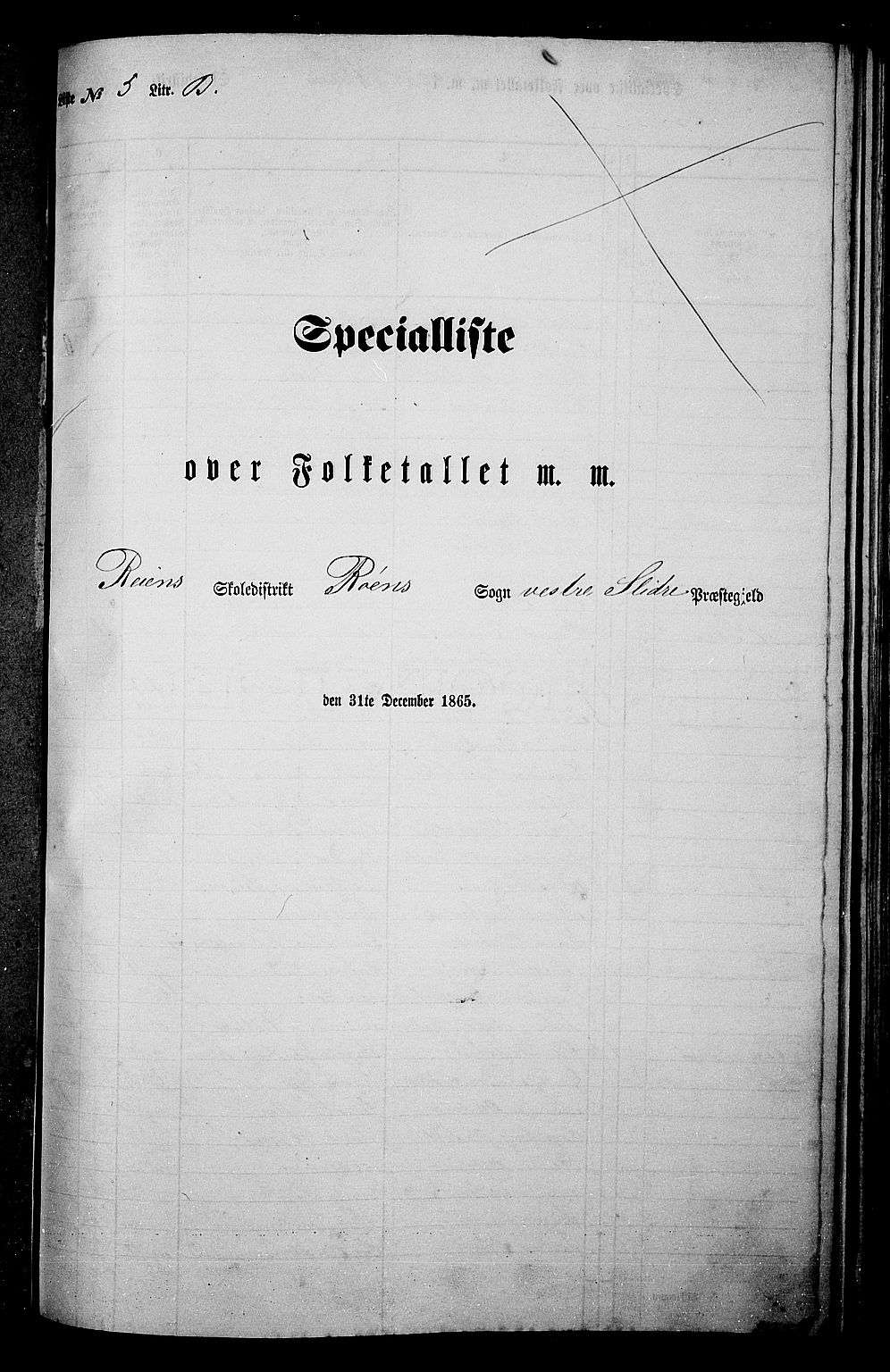 RA, Folketelling 1865 for 0543P Vestre Slidre prestegjeld, 1865, s. 92