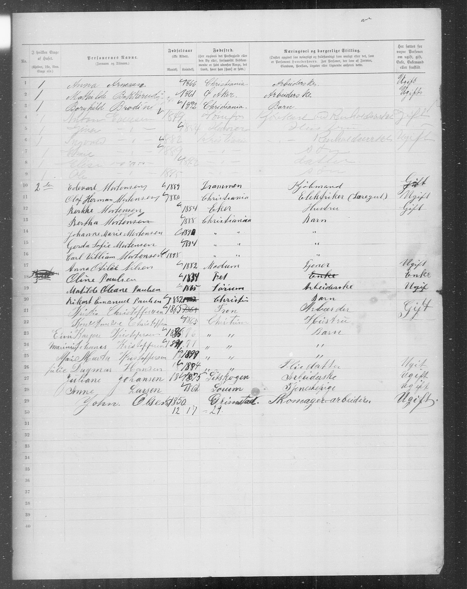 OBA, Kommunal folketelling 31.12.1899 for Kristiania kjøpstad, 1899, s. 7365
