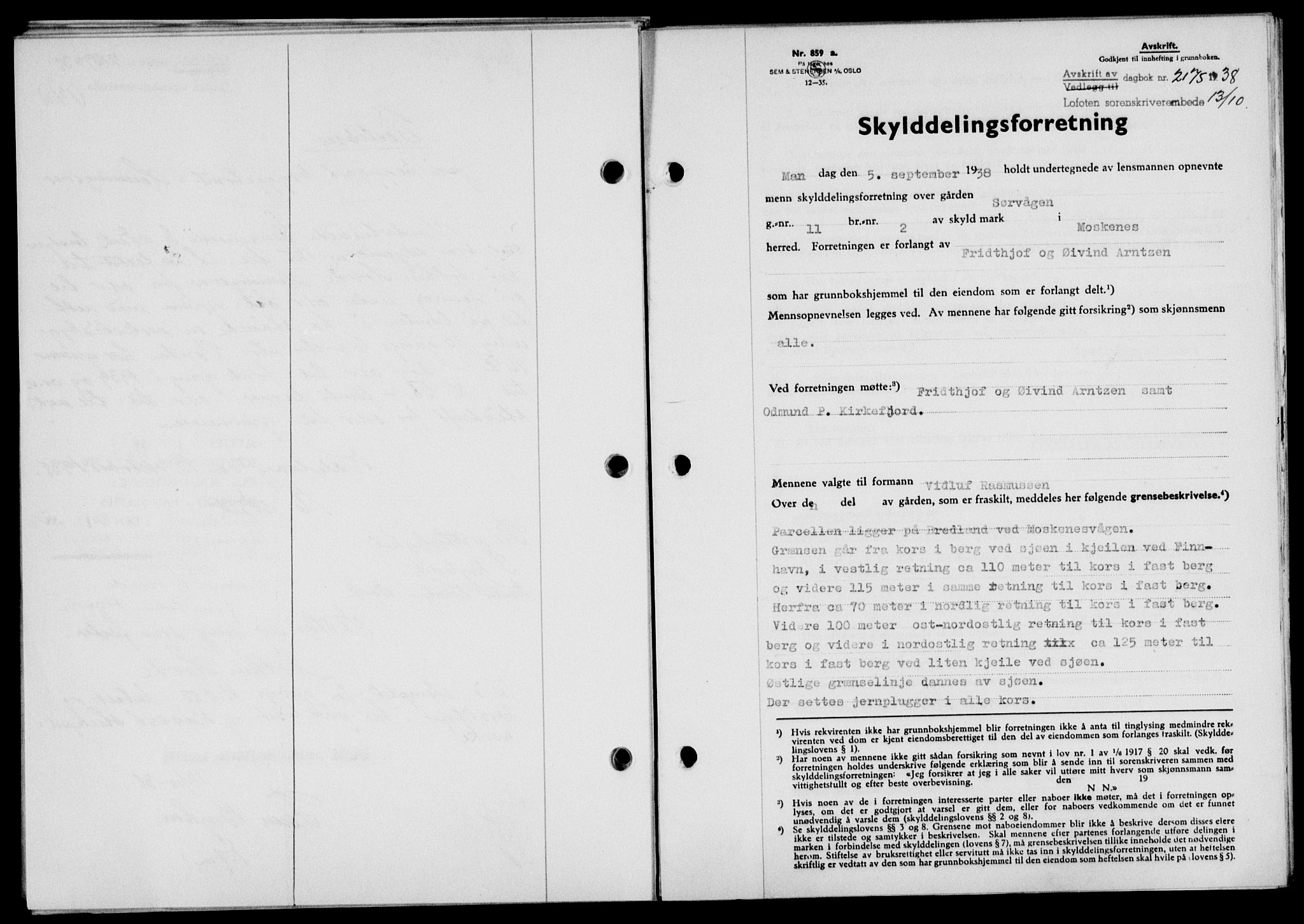 Lofoten sorenskriveri, SAT/A-0017/1/2/2C/L0004a: Pantebok nr. 4a, 1938-1938, Dagboknr: 2175/1938