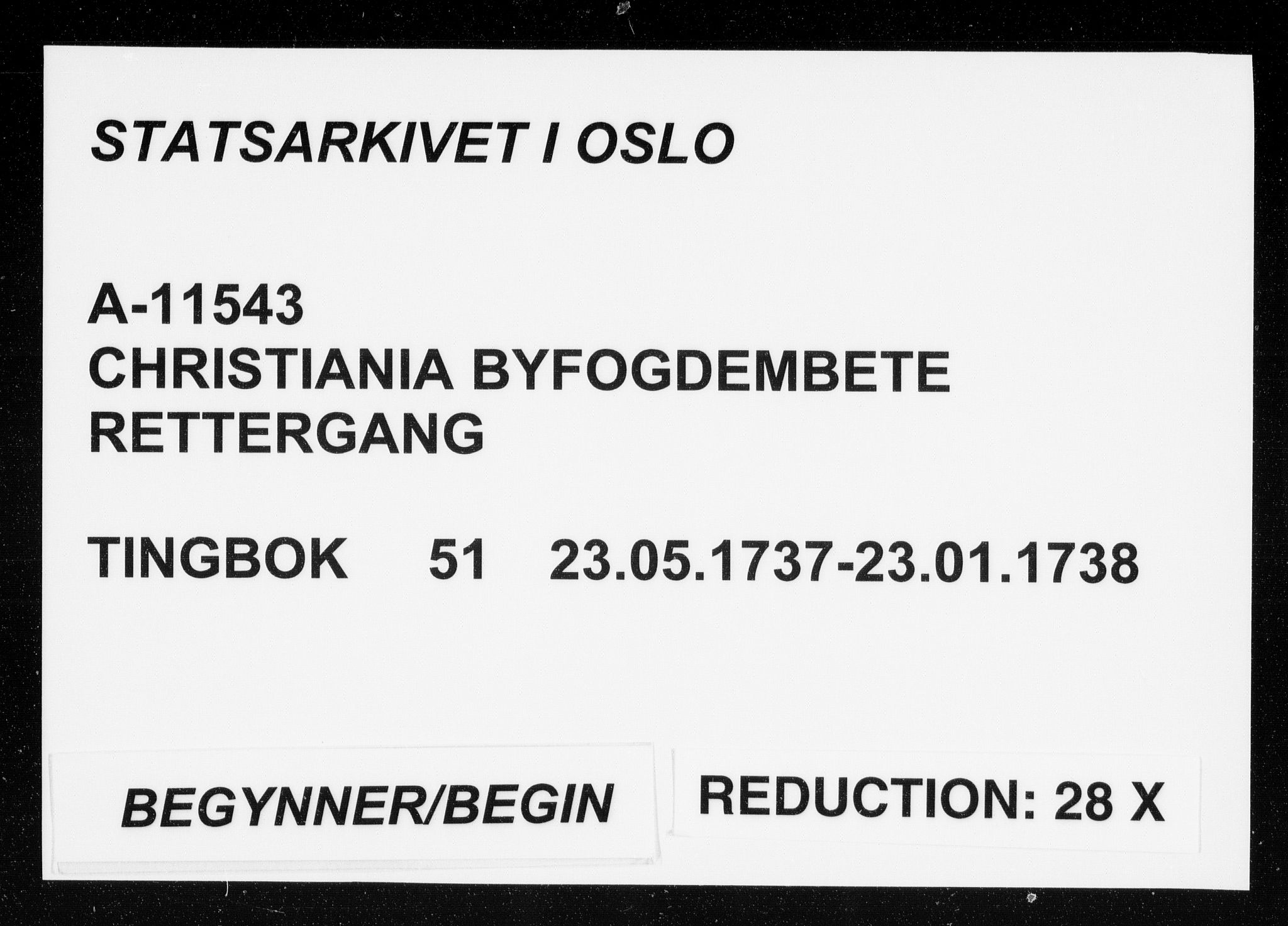 Christiania byfogd, SAO/A-11543/F/Fb/L0051: Tingbok, 1737-1738