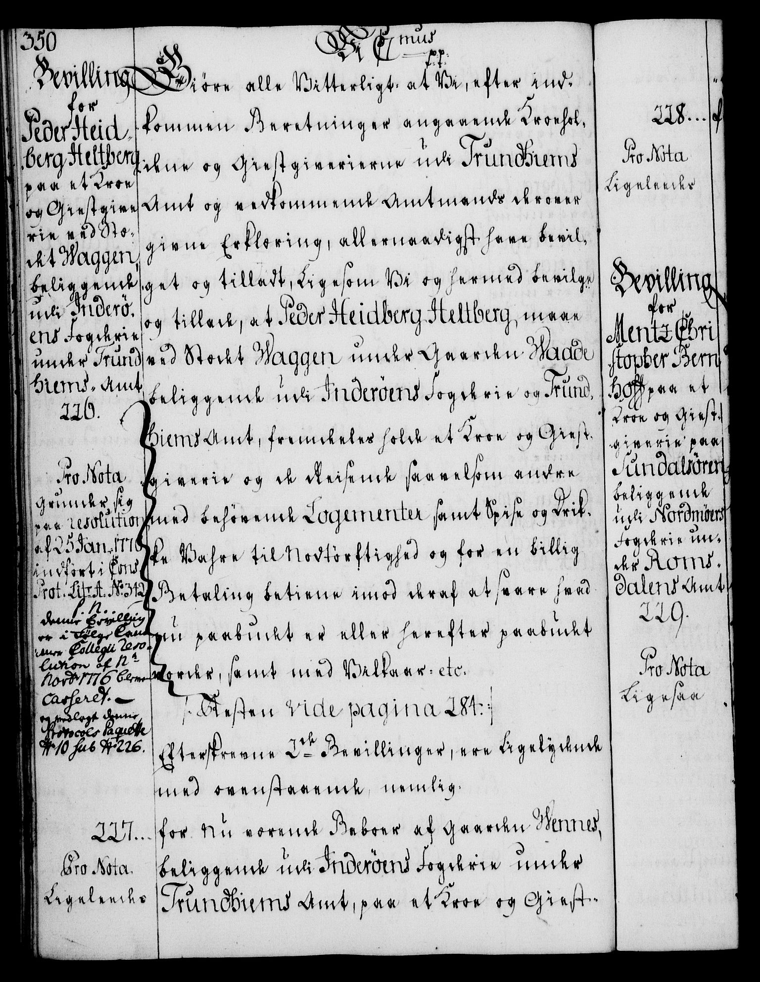 Rentekammeret, Kammerkanselliet, AV/RA-EA-3111/G/Gg/Gga/L0008: Norsk ekspedisjonsprotokoll med register (merket RK 53.8), 1768-1771, s. 350