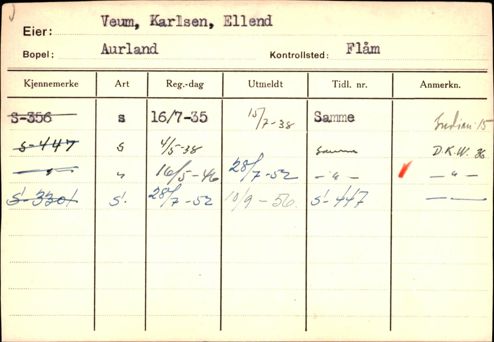 Statens vegvesen, Sogn og Fjordane vegkontor, AV/SAB-A-5301/4/F/L0125: Eigarregister Sogndal V-Å. Aurland A-Å. Fjaler A-N, 1945-1975, s. 1228