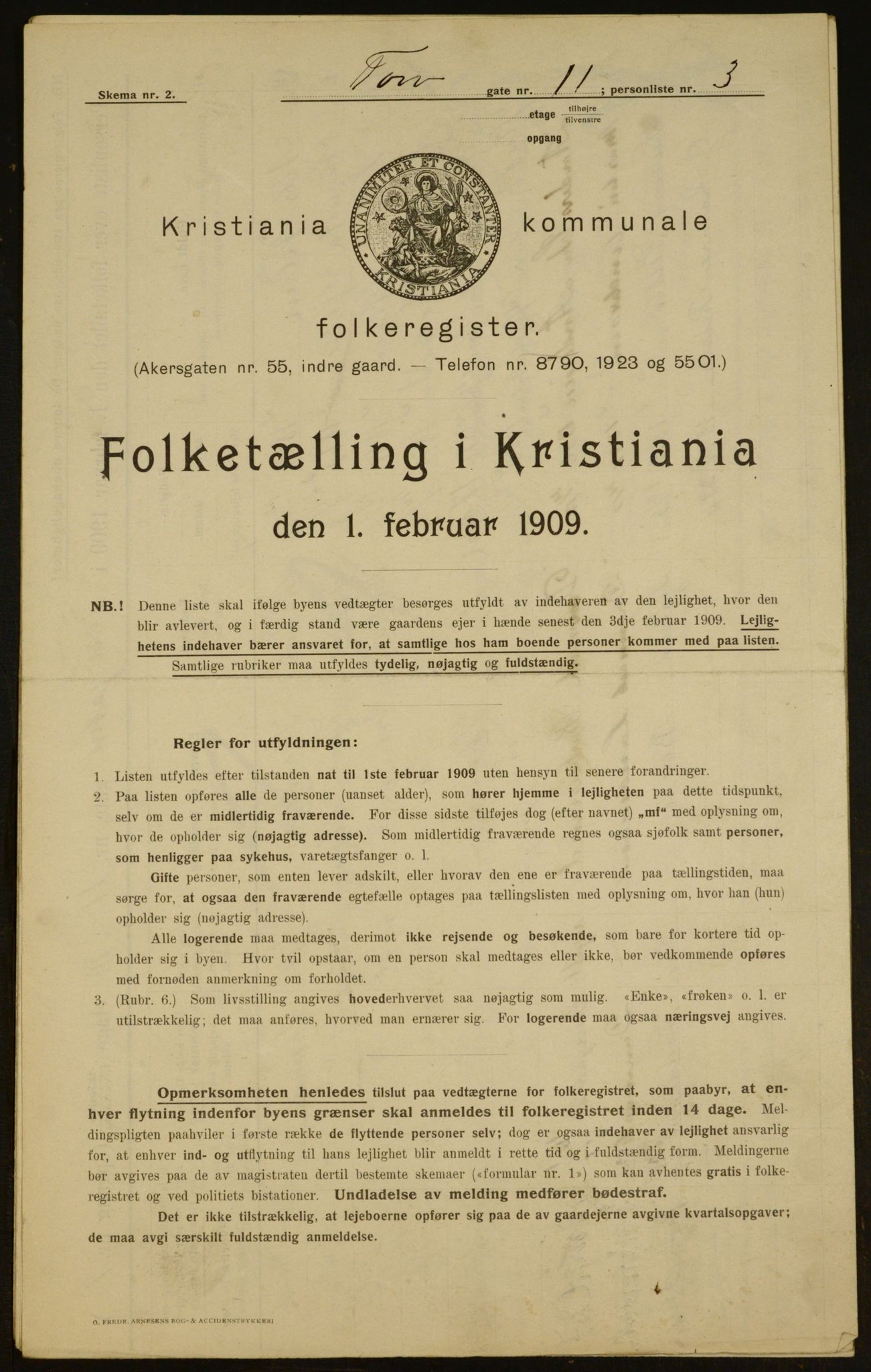 OBA, Kommunal folketelling 1.2.1909 for Kristiania kjøpstad, 1909, s. 103379