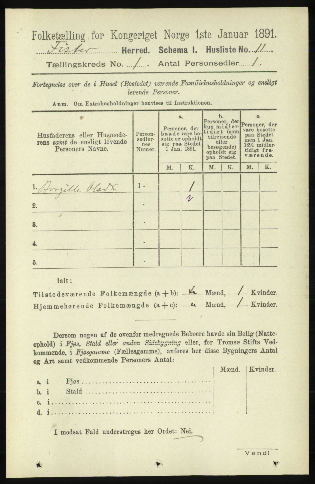 RA, Folketelling 1891 for 1132 Fister herred, 1891, s. 24