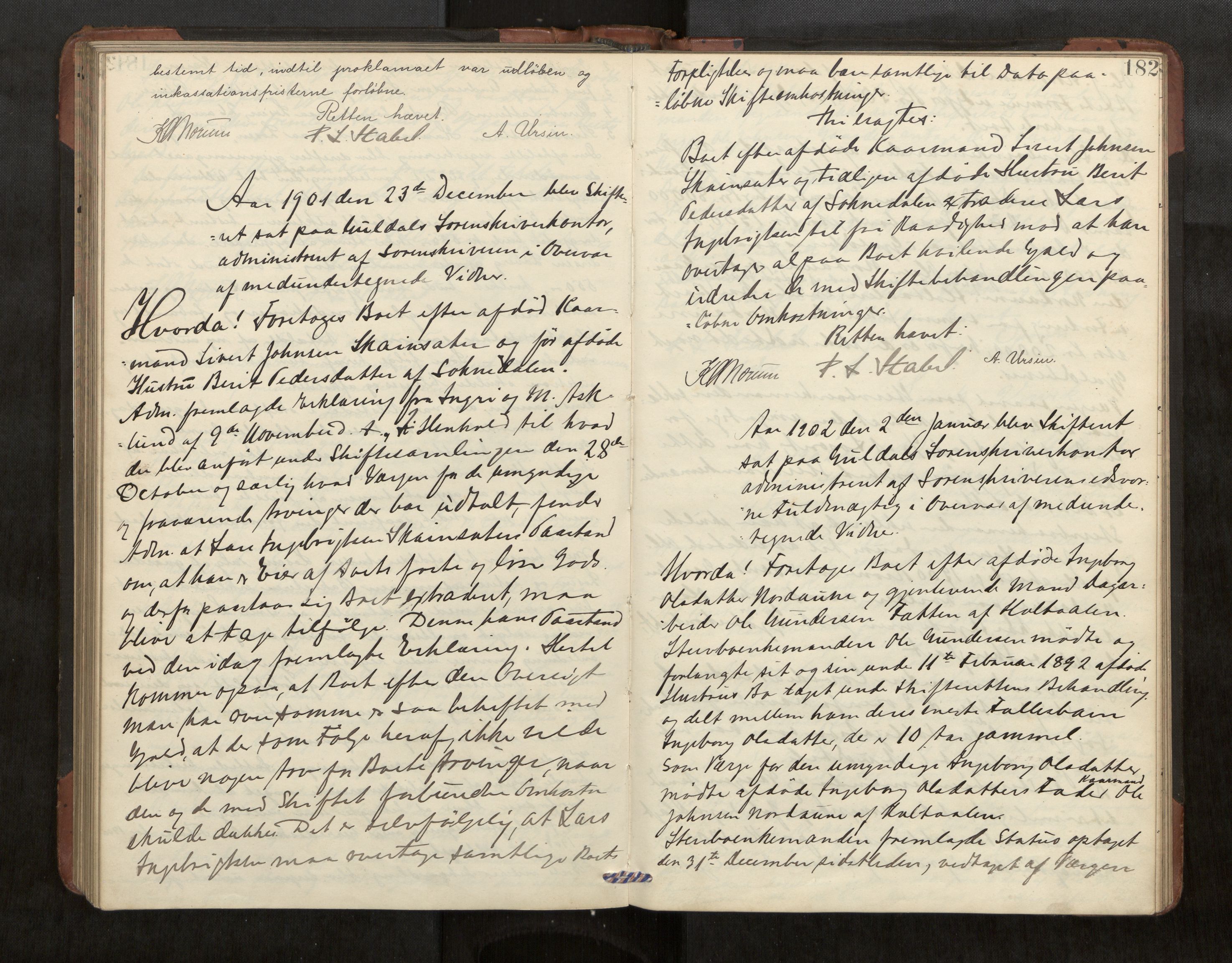 Gauldal sorenskriveri, AV/SAT-A-0014/1/3/3B/L0004: Skiftebehandlingsprotokoll, 1896-1905, s. 182