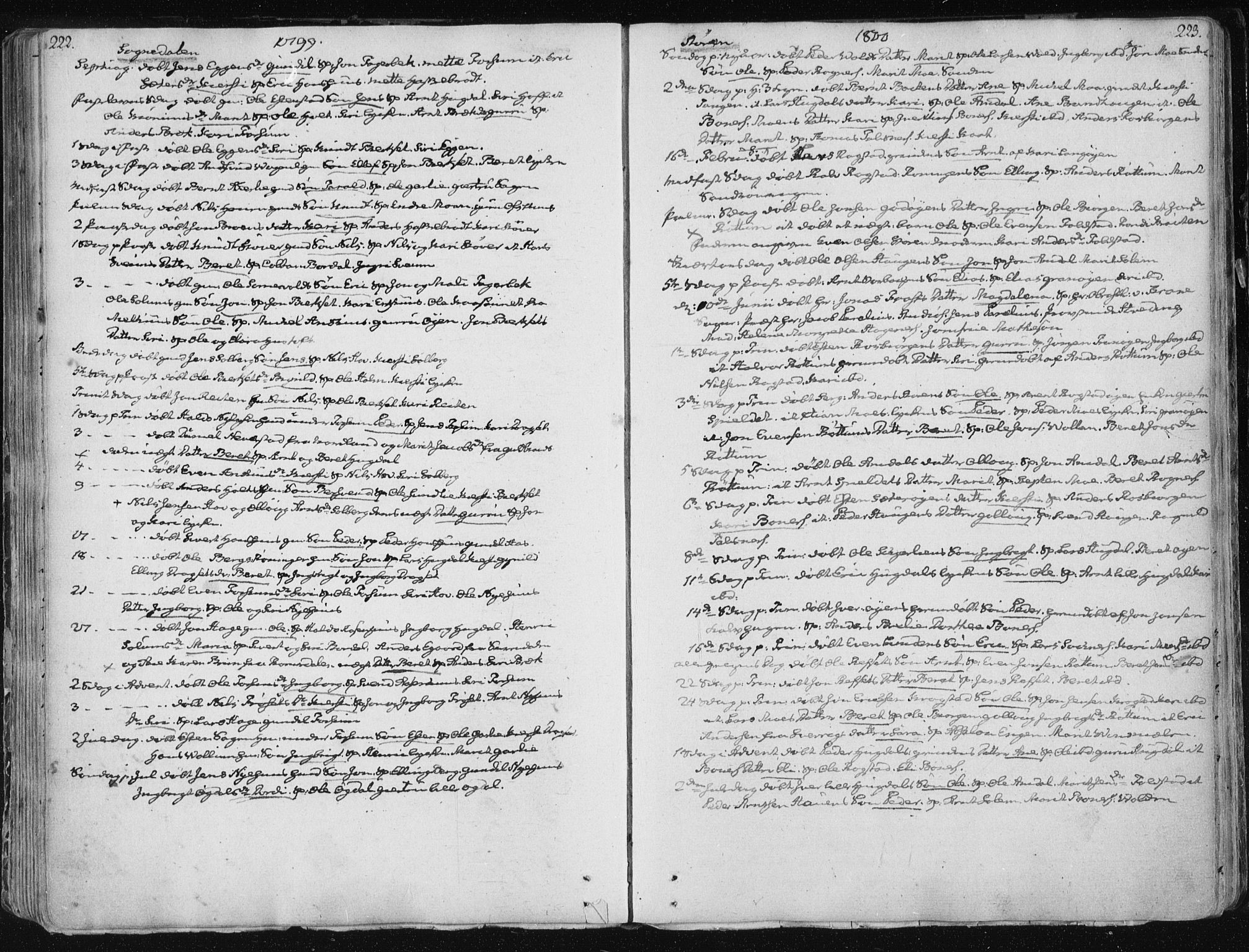 Ministerialprotokoller, klokkerbøker og fødselsregistre - Sør-Trøndelag, AV/SAT-A-1456/687/L0992: Ministerialbok nr. 687A03 /1, 1788-1815, s. 222-223