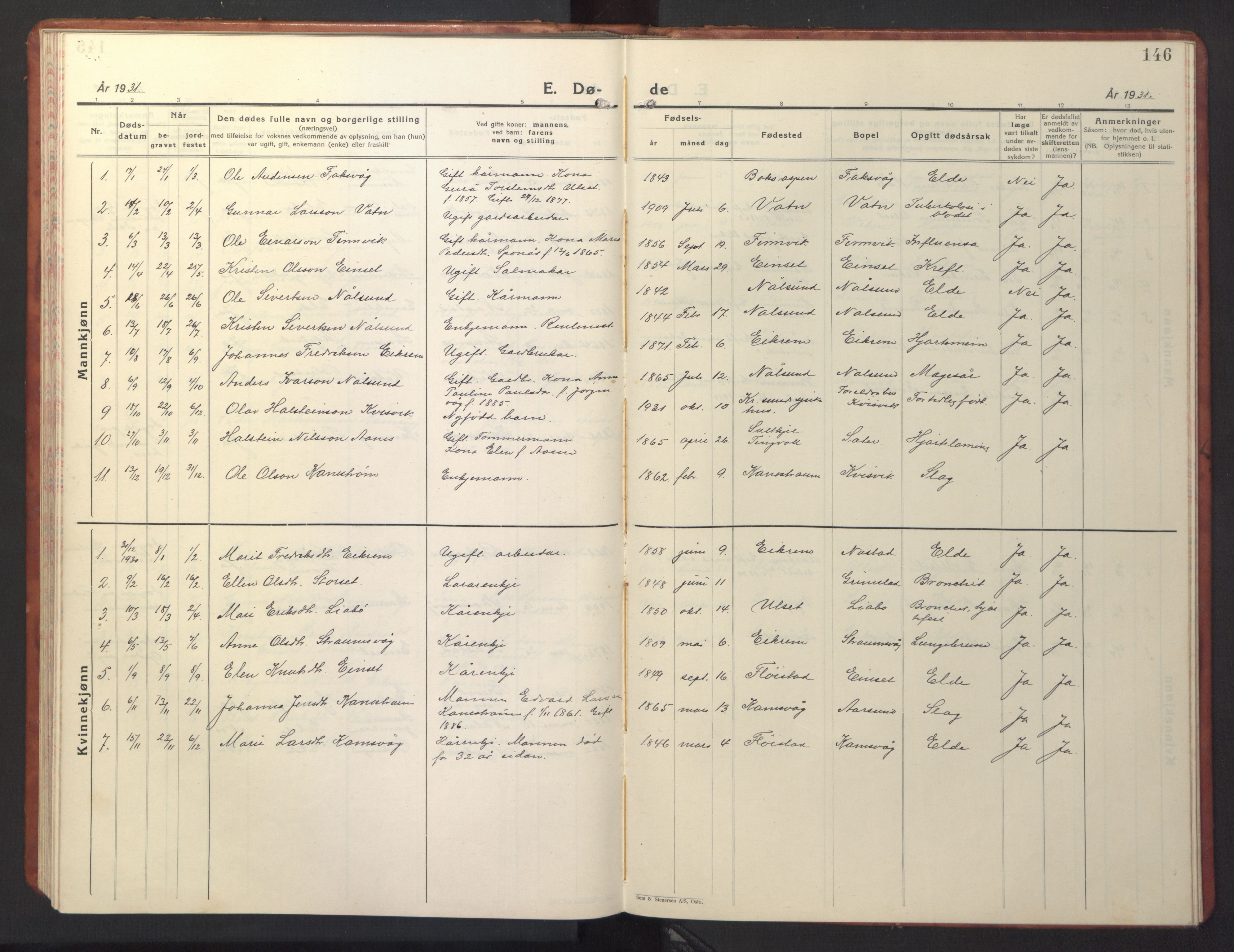 Ministerialprotokoller, klokkerbøker og fødselsregistre - Møre og Romsdal, AV/SAT-A-1454/587/L1002: Klokkerbok nr. 587C02, 1926-1951, s. 146