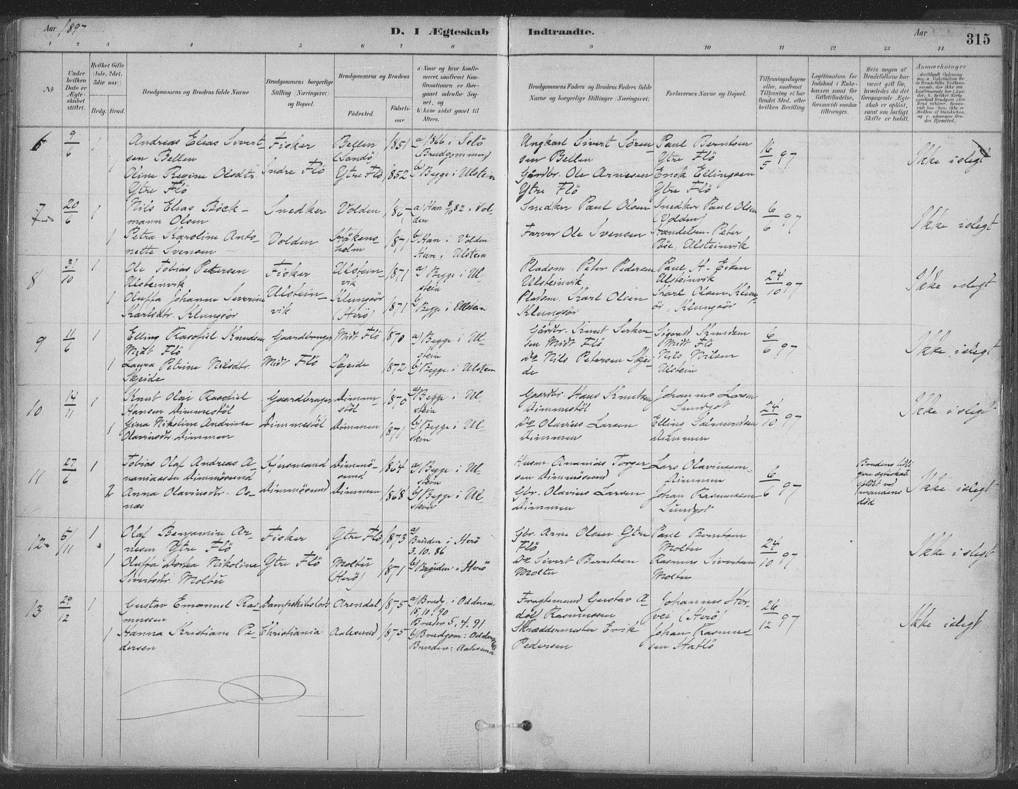 Ministerialprotokoller, klokkerbøker og fødselsregistre - Møre og Romsdal, AV/SAT-A-1454/509/L0106: Ministerialbok nr. 509A04, 1883-1922, s. 315