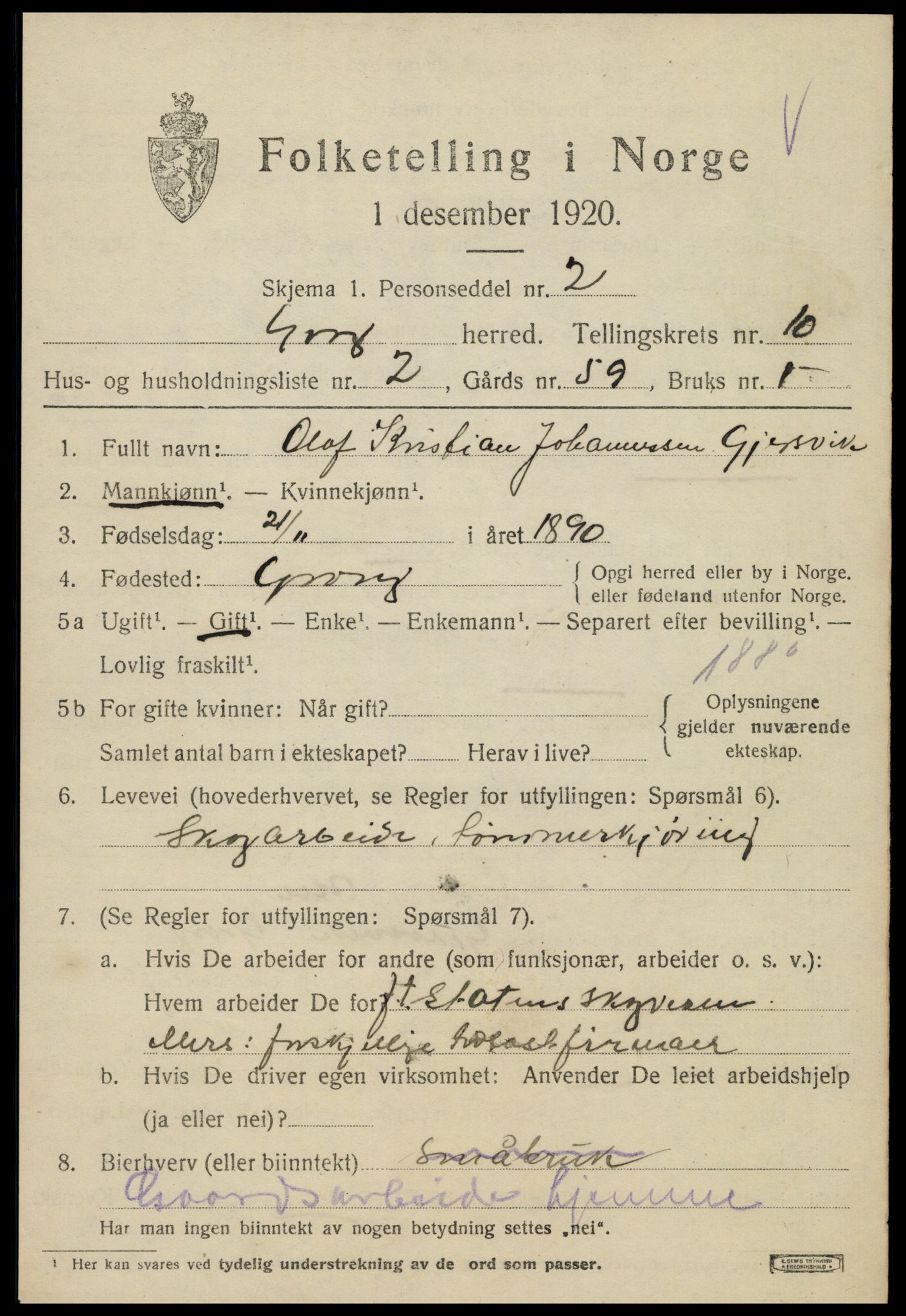 SAT, Folketelling 1920 for 1742 Grong herred, 1920, s. 5599