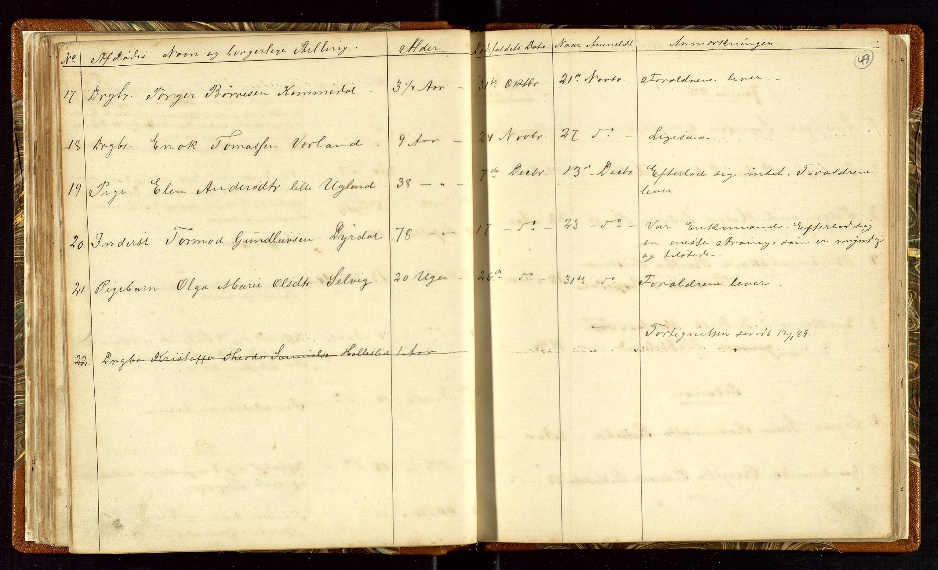 Høle og Forsand lensmannskontor, AV/SAST-A-100127/Gga/L0001: "Fortegnelse over Afdøde i Høle Thinglag fra 1ste Juli 1875 til ", 1875-1902, s. 49