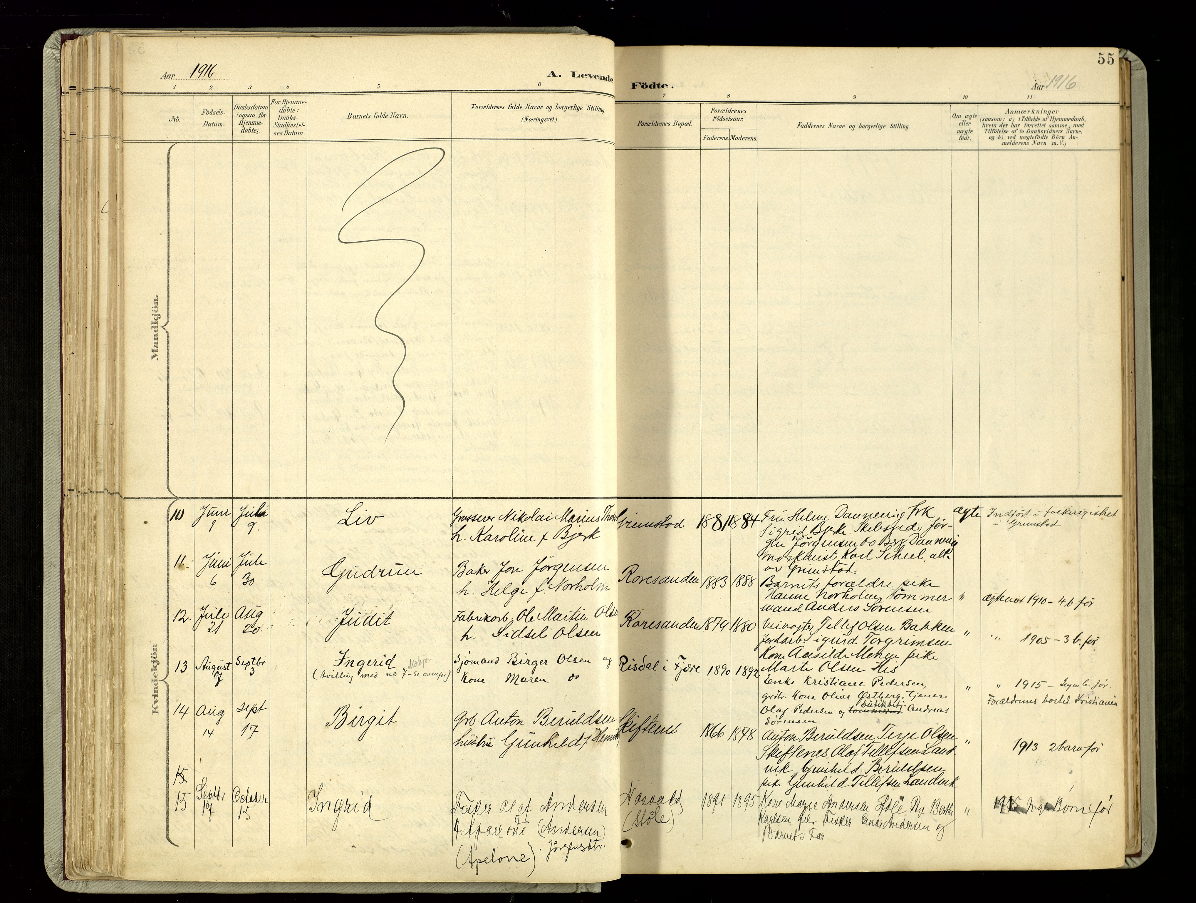 Hommedal sokneprestkontor, AV/SAK-1111-0023/F/Fa/Fab/L0007: Ministerialbok nr. A 7, 1898-1924, s. 55