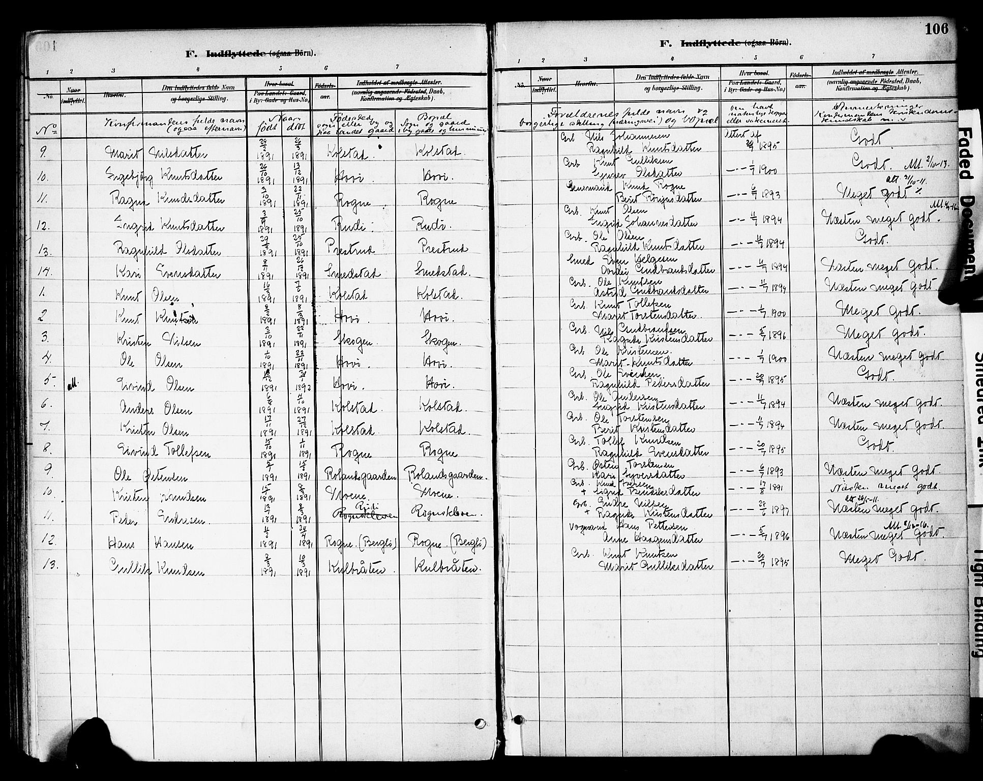 Øystre Slidre prestekontor, AV/SAH-PREST-138/H/Ha/Haa/L0003: Ministerialbok nr. 3, 1887-1910, s. 106