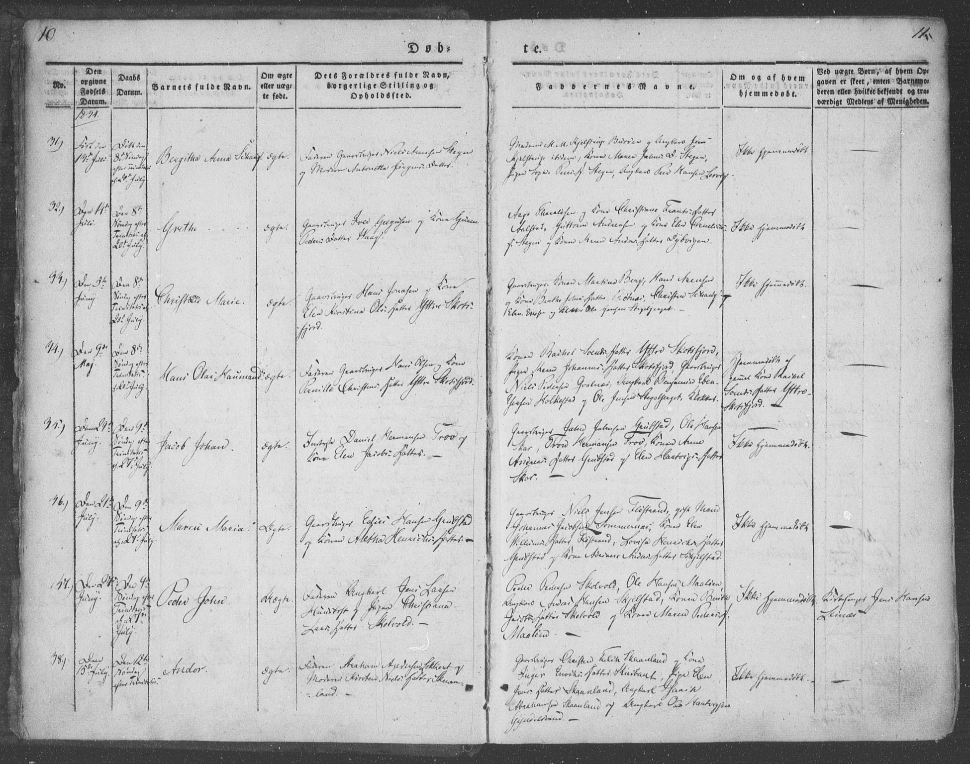 Ministerialprotokoller, klokkerbøker og fødselsregistre - Nordland, AV/SAT-A-1459/855/L0799: Ministerialbok nr. 855A07, 1834-1852, s. 10-11