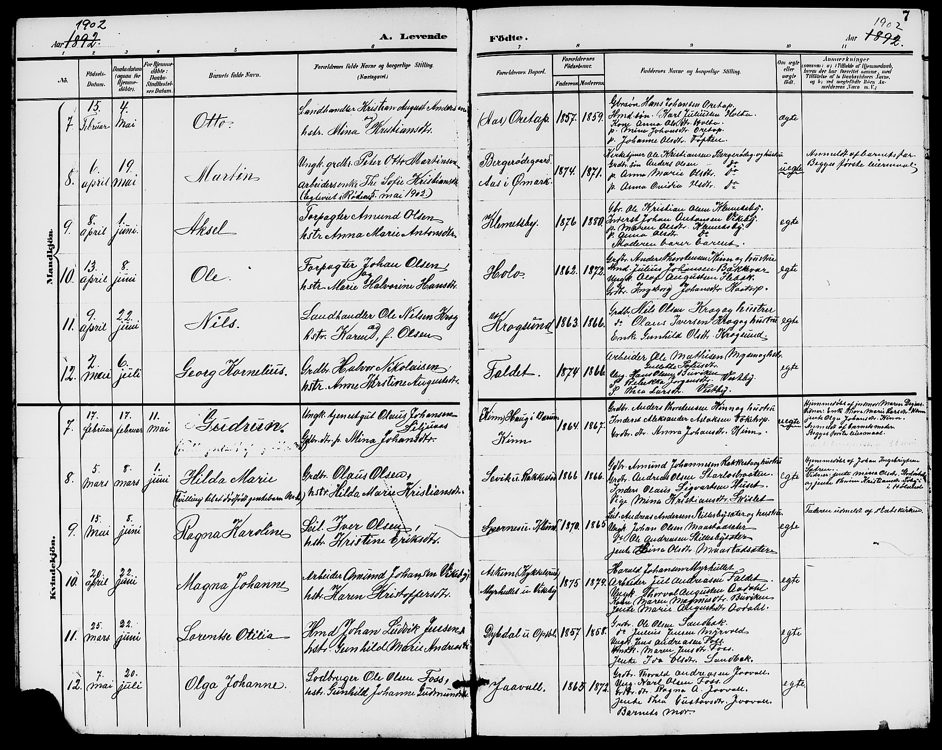 Rødenes prestekontor Kirkebøker, AV/SAO-A-2005/G/Ga/L0002: Klokkerbok nr. I 2, 1901-1910, s. 7