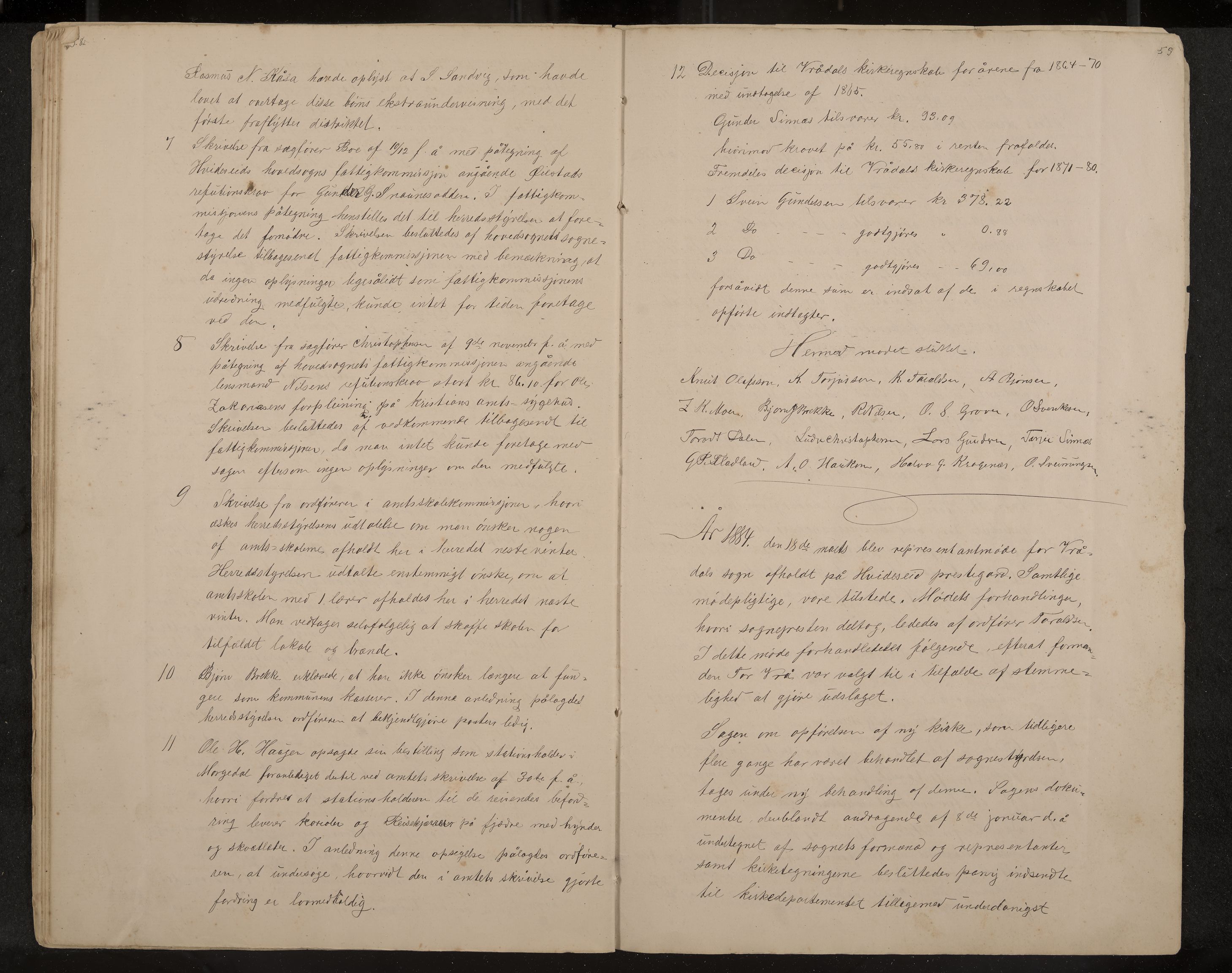 Kviteseid formannskap og sentraladministrasjon, IKAK/0829021/A/Aa/L0041: Utskrift av møtebok, 1882-1884, s. 58-59