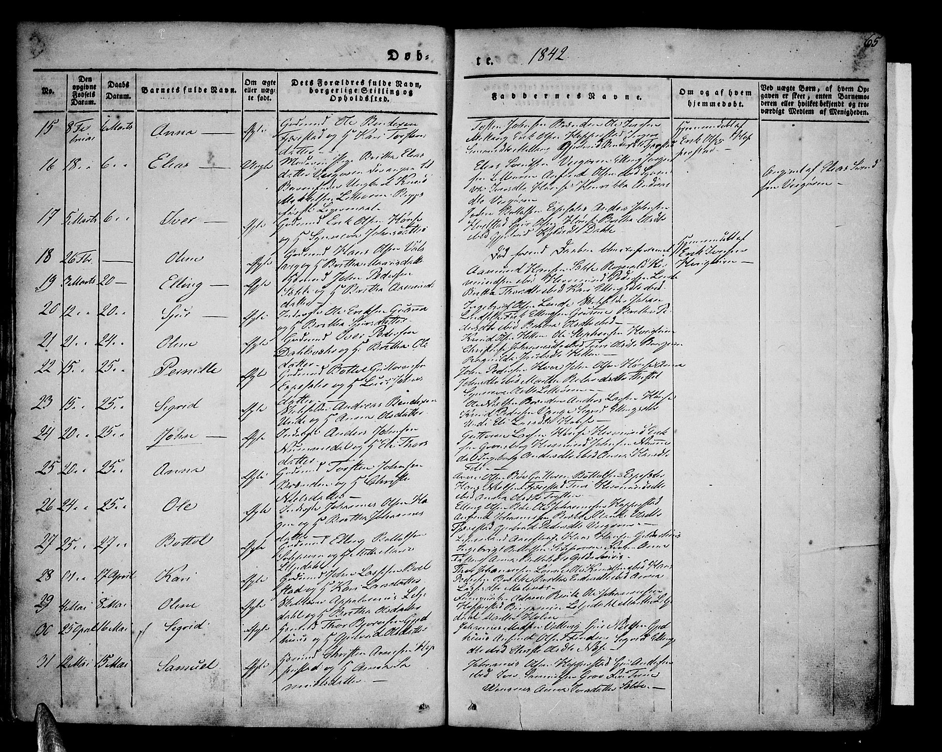Vik sokneprestembete, AV/SAB-A-81501/H/Haa/Haaa/L0007: Ministerialbok nr. A 7, 1831-1845, s. 65