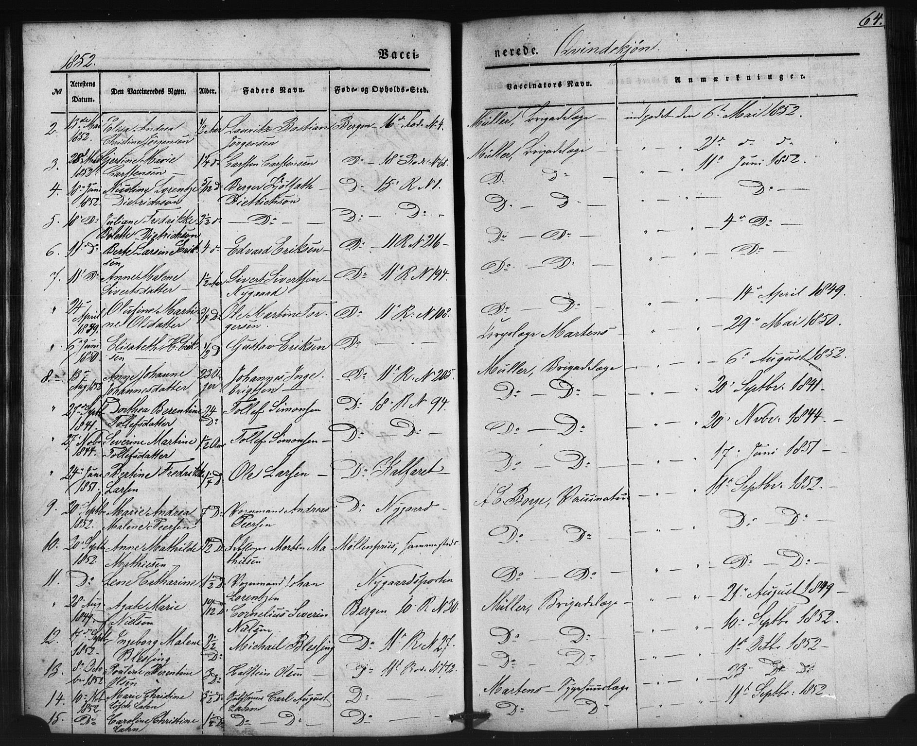 Domkirken sokneprestembete, AV/SAB-A-74801/H/Haa/L0046: Ministerialbok nr. F 1, 1841-1852, s. 64