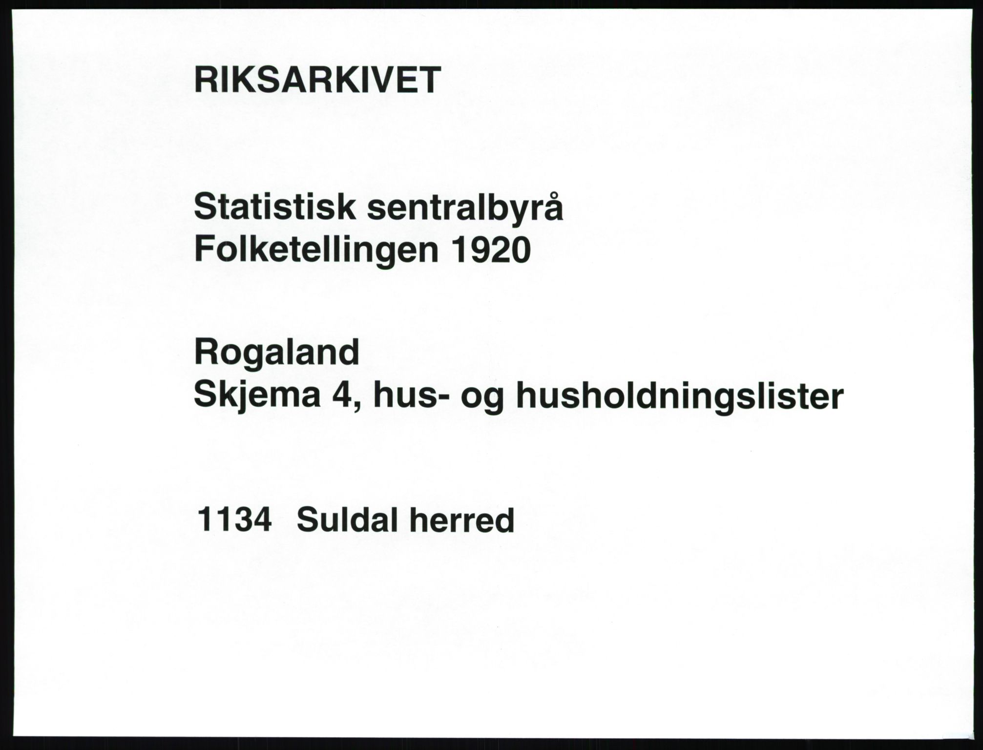 SAST, Folketelling 1920 for 1134 Suldal herred, 1920, s. 46