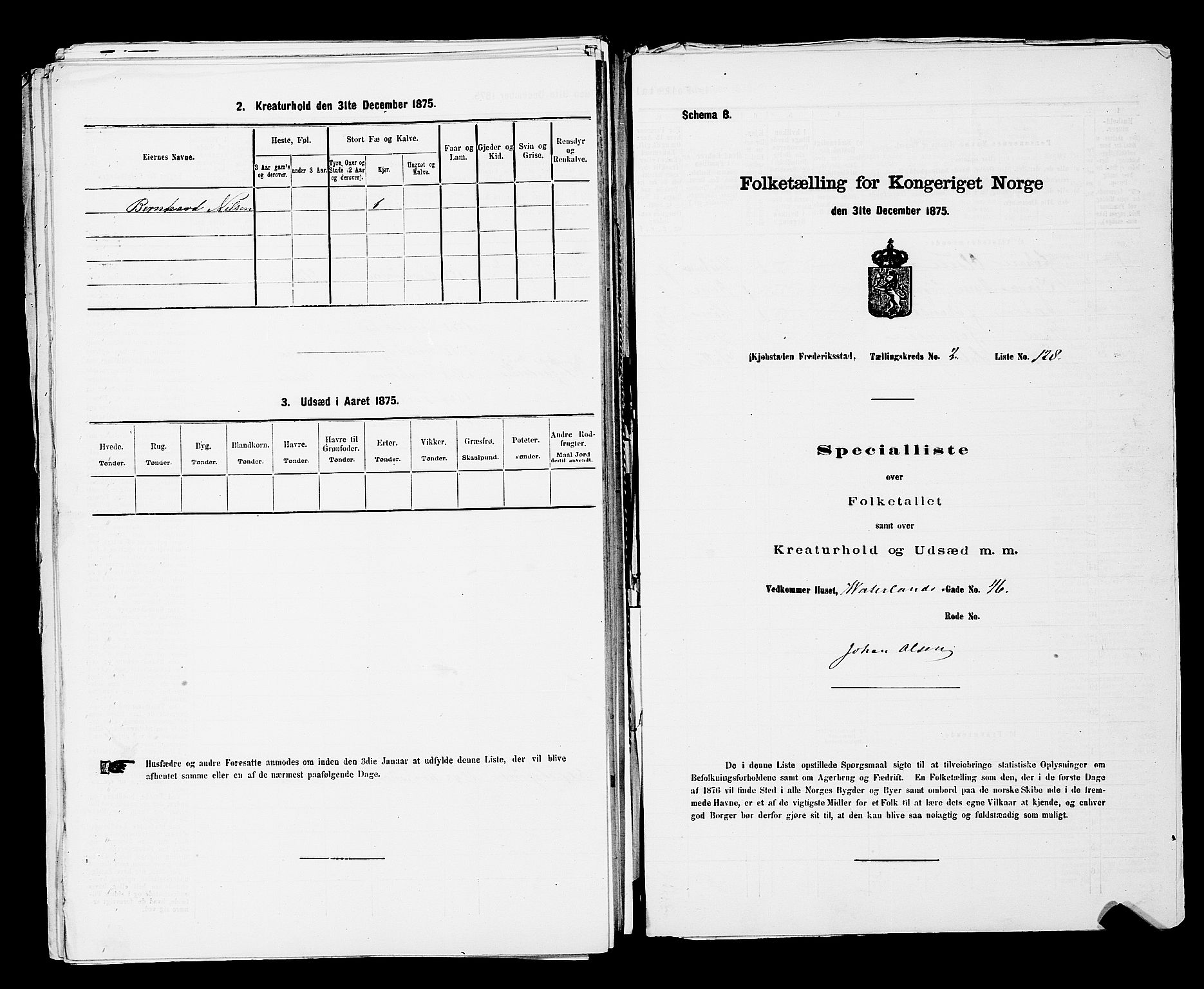 RA, Folketelling 1875 for 0103B Fredrikstad prestegjeld, Fredrikstad kjøpstad, 1875, s. 327