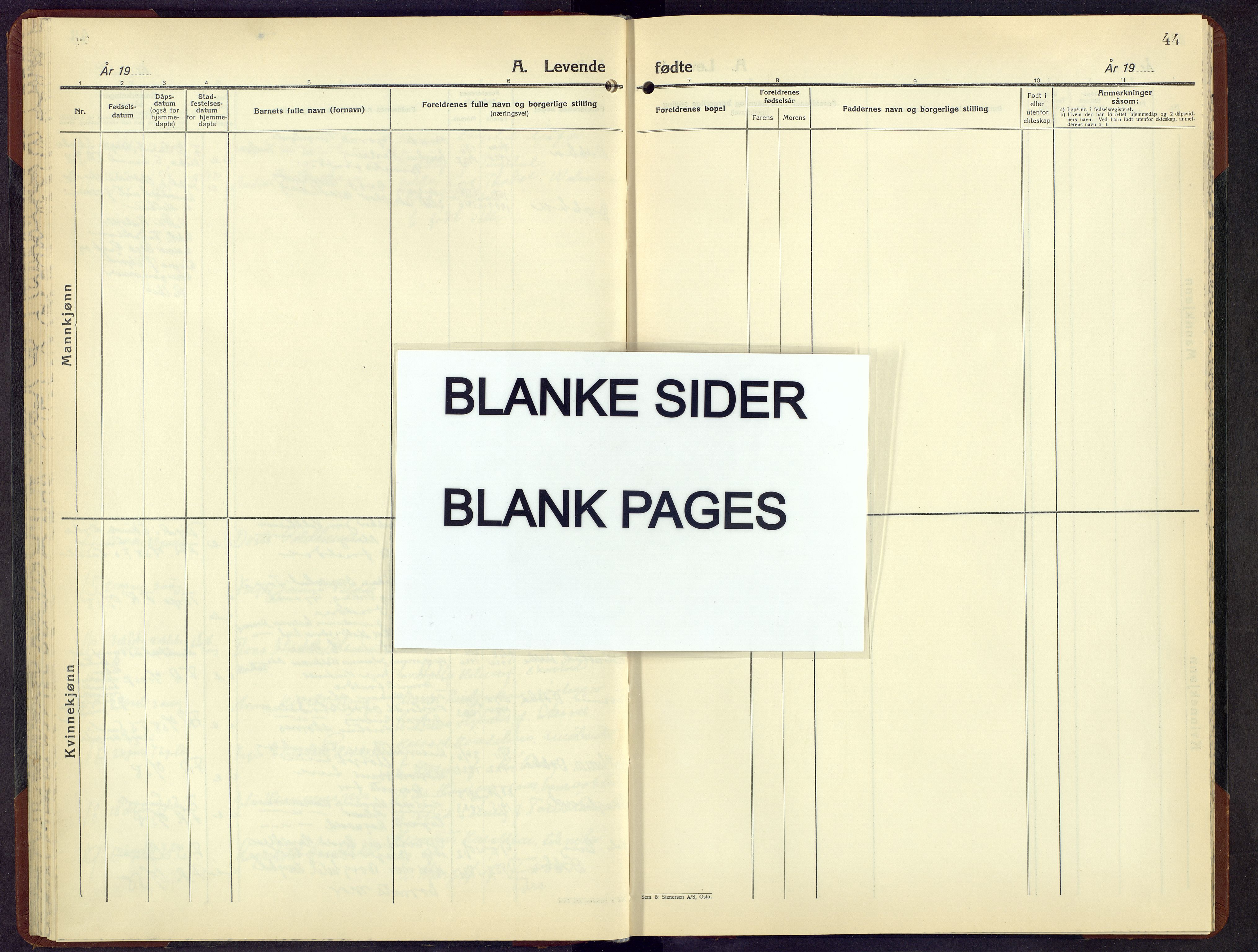 Nordre Land prestekontor, AV/SAH-PREST-124/H/Ha/Hab/L0005: Klokkerbok nr. 5, 1947-1958, s. 44