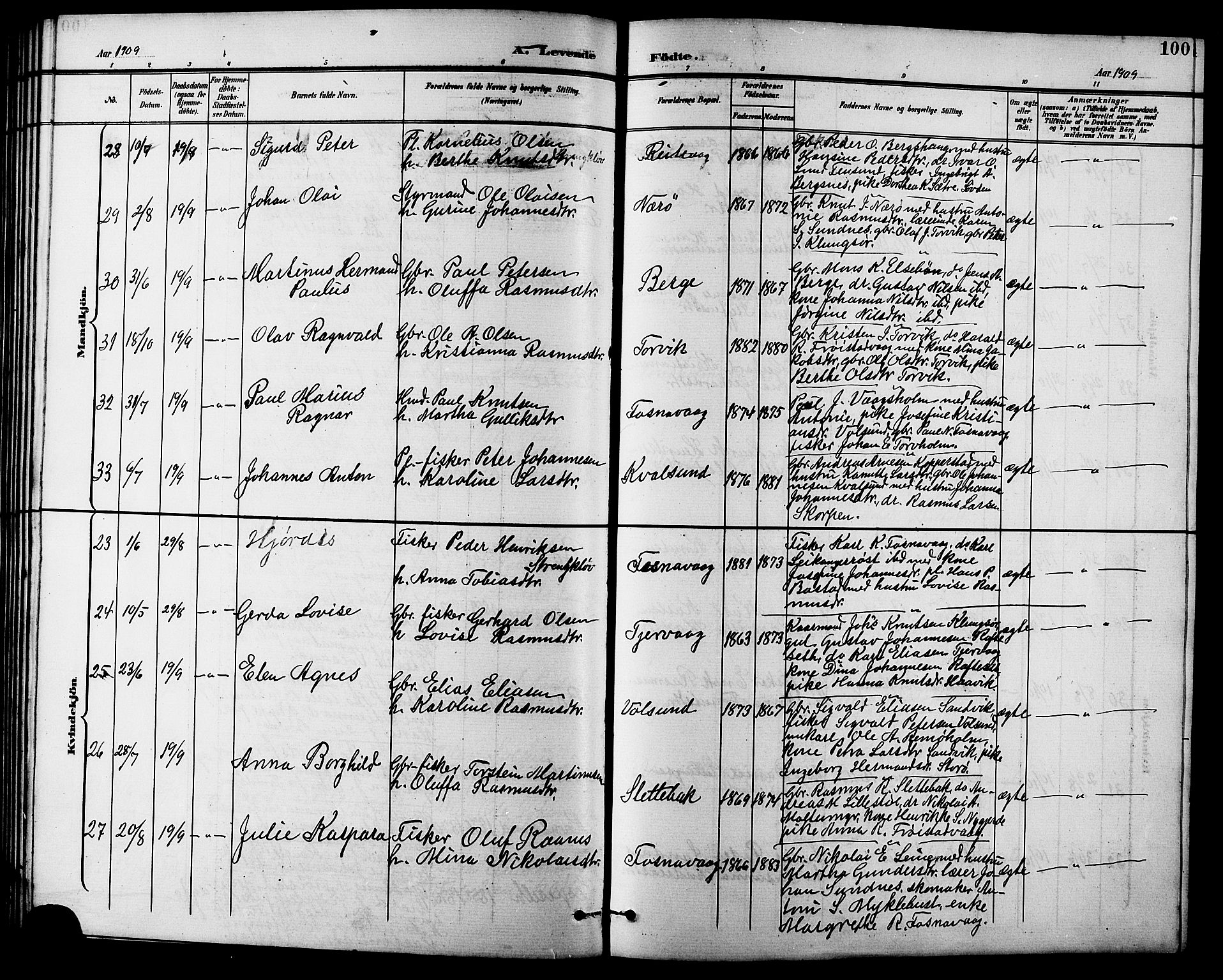 Ministerialprotokoller, klokkerbøker og fødselsregistre - Møre og Romsdal, AV/SAT-A-1454/507/L0082: Klokkerbok nr. 507C05, 1896-1914, s. 100