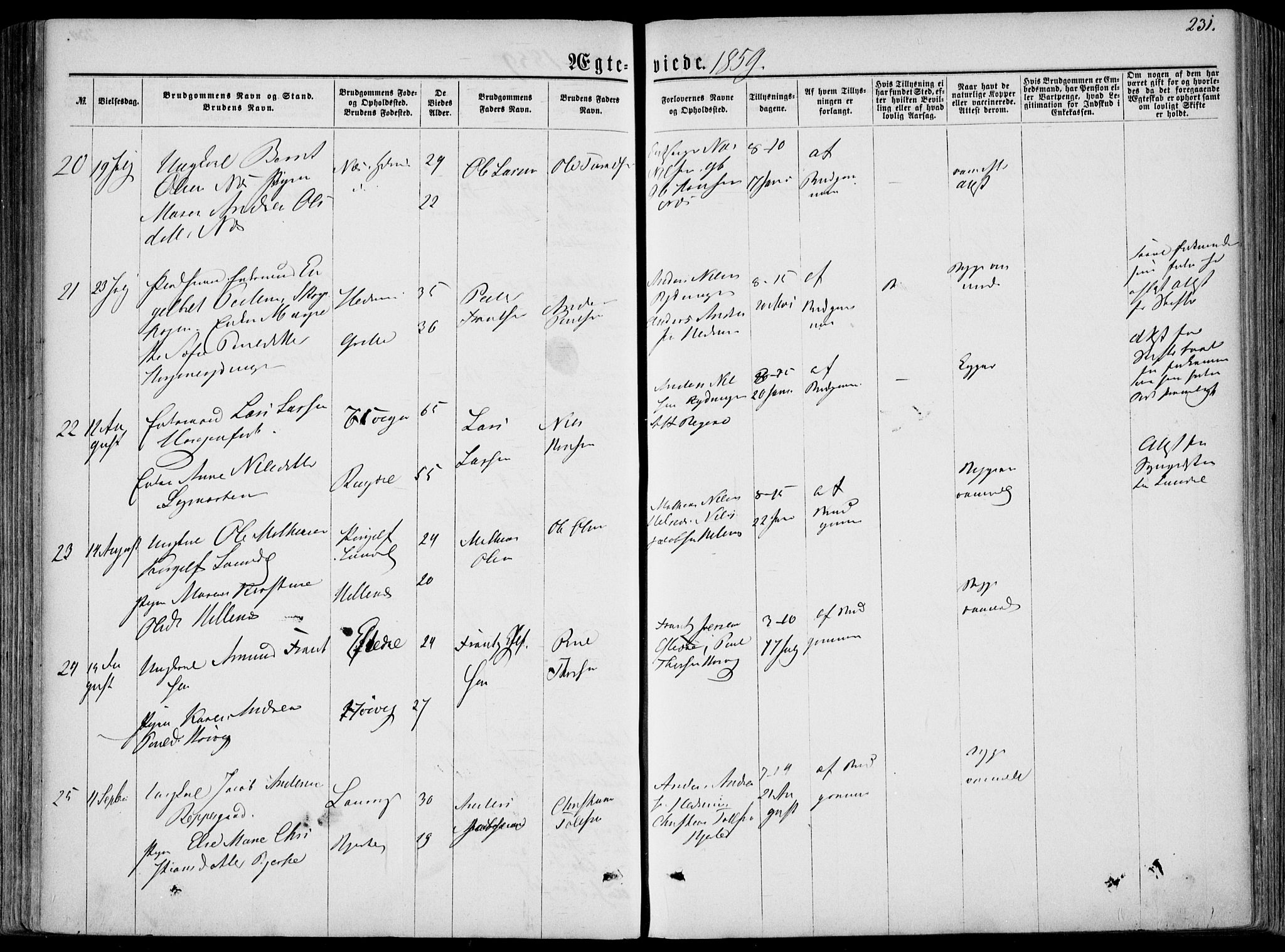 Hedrum kirkebøker, AV/SAKO-A-344/F/Fa/L0007: Ministerialbok nr. I 7, 1857-1868, s. 231
