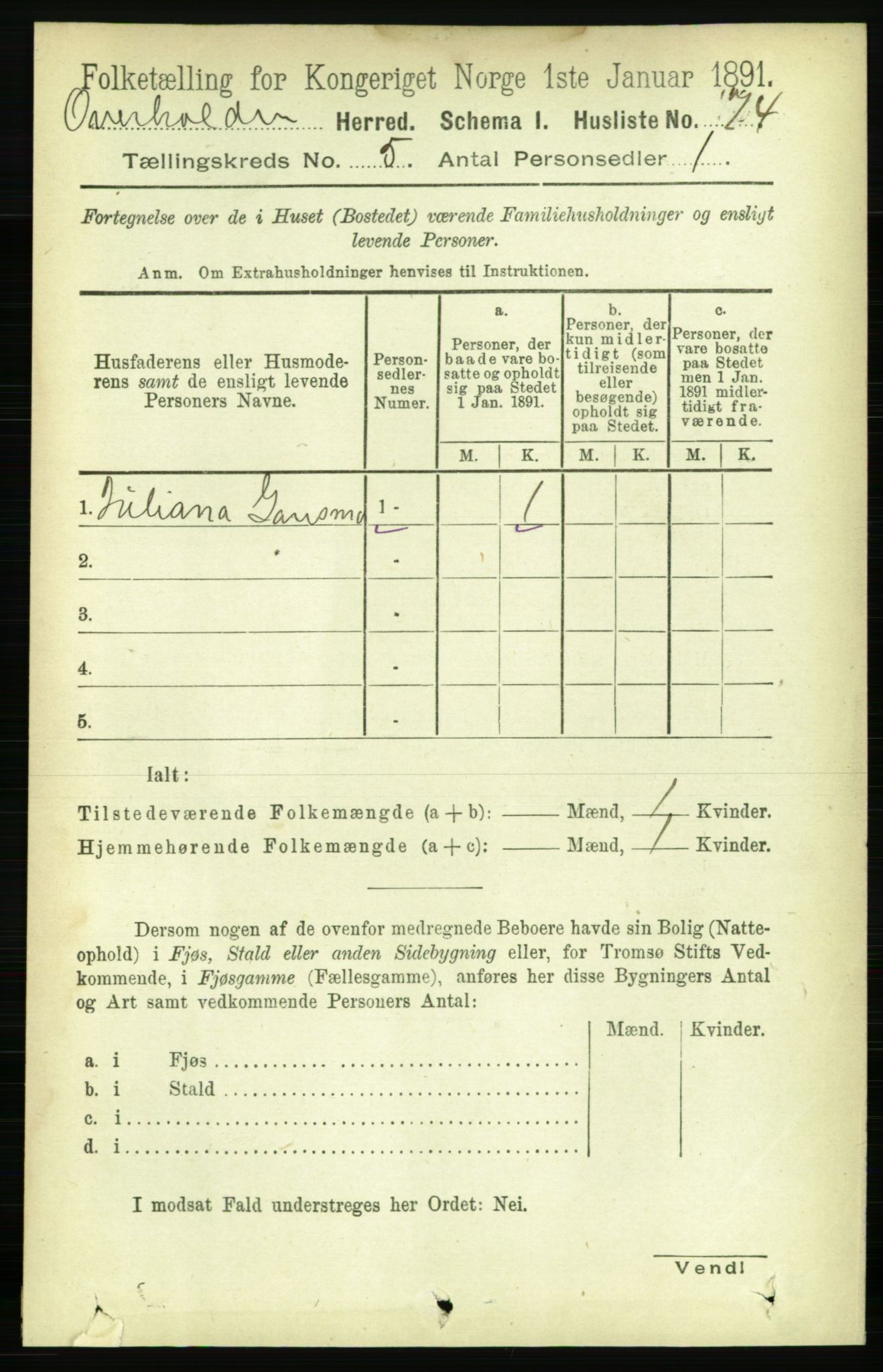 RA, Folketelling 1891 for 1744 Overhalla herred, 1891, s. 1668