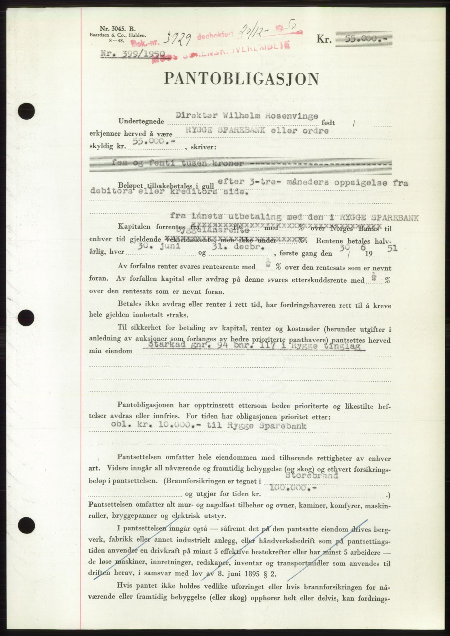 Moss sorenskriveri, SAO/A-10168: Pantebok nr. B25, 1950-1950, Dagboknr: 3729/1950