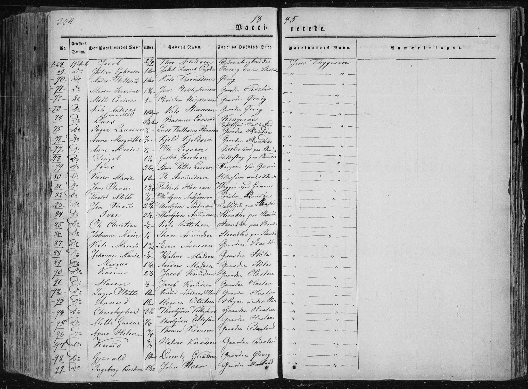 Sannidal kirkebøker, AV/SAKO-A-296/F/Fa/L0007: Ministerialbok nr. 7, 1831-1854, s. 304