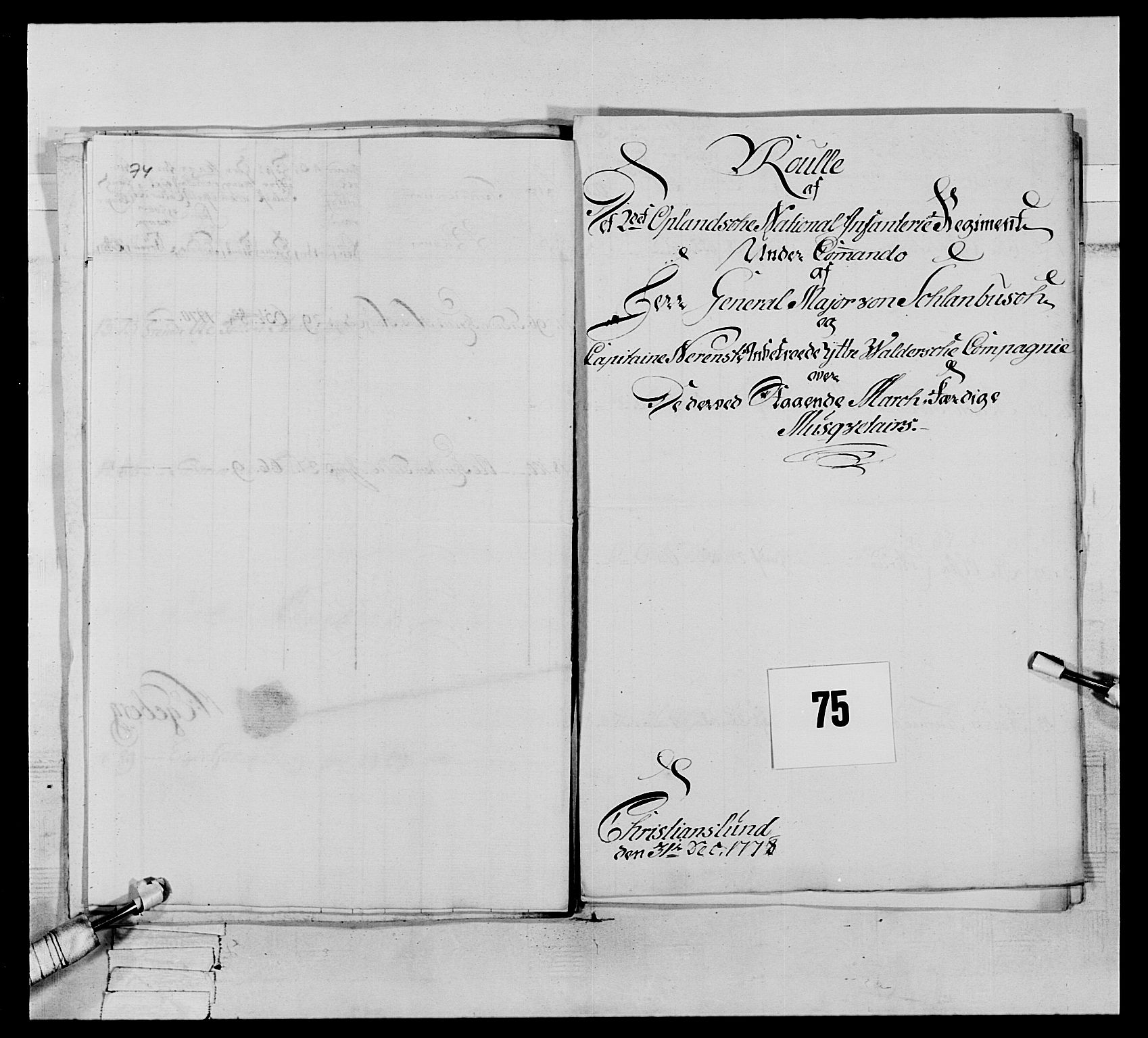 Generalitets- og kommissariatskollegiet, Det kongelige norske kommissariatskollegium, AV/RA-EA-5420/E/Eh/L0064: 2. Opplandske nasjonale infanteriregiment, 1774-1784, s. 351