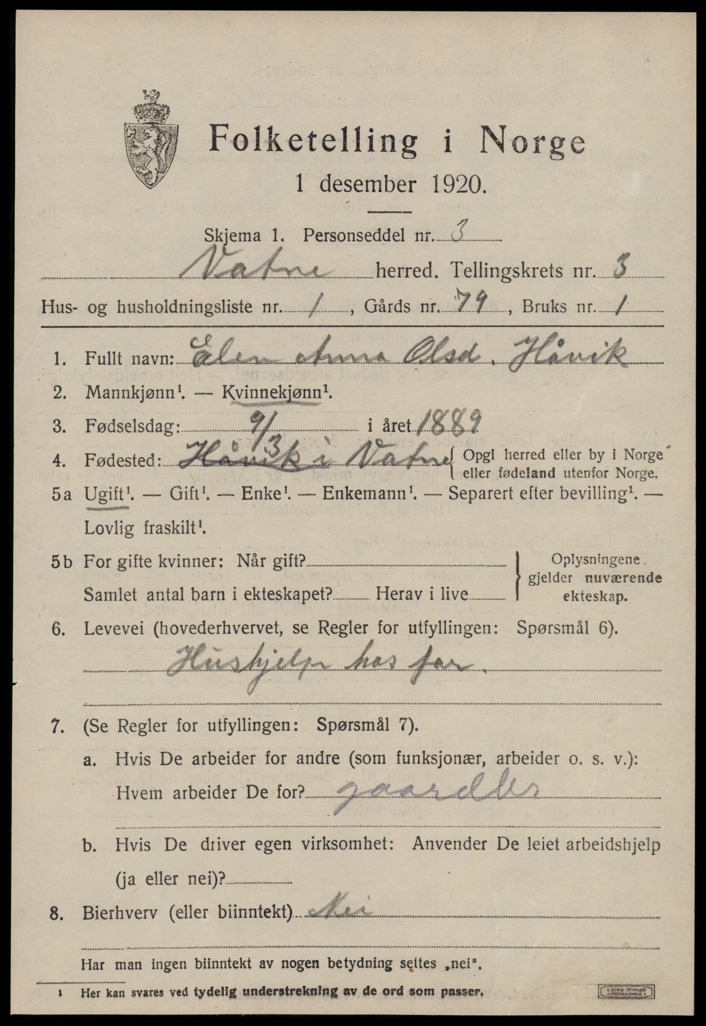 SAT, Folketelling 1920 for 1530 Vatne herred, 1920, s. 1402
