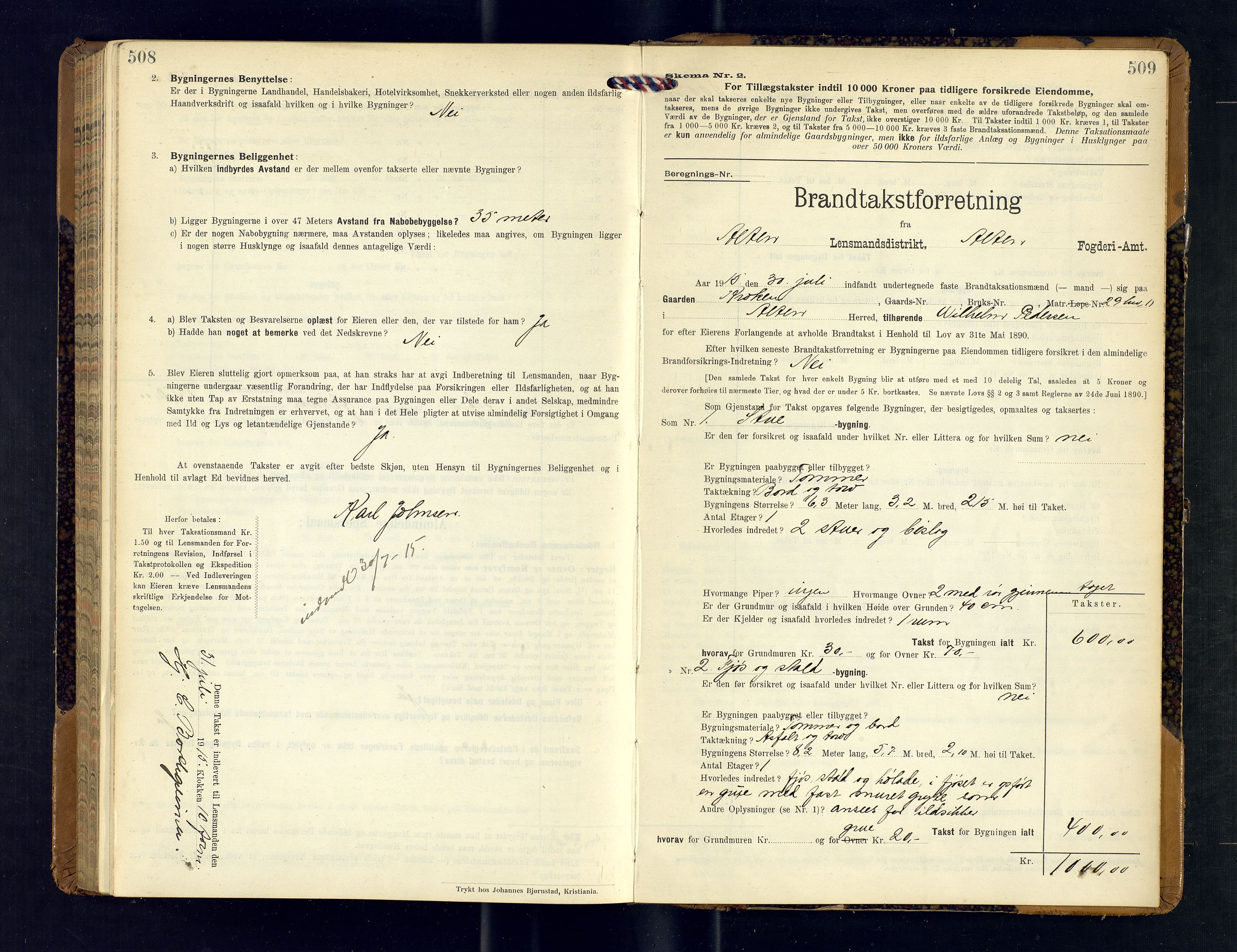 Alta lensmannskontor, AV/SATØ-S-1165/O/Ob/L0171: Branntakstprotokoll, 1911-1915, s. 508-509