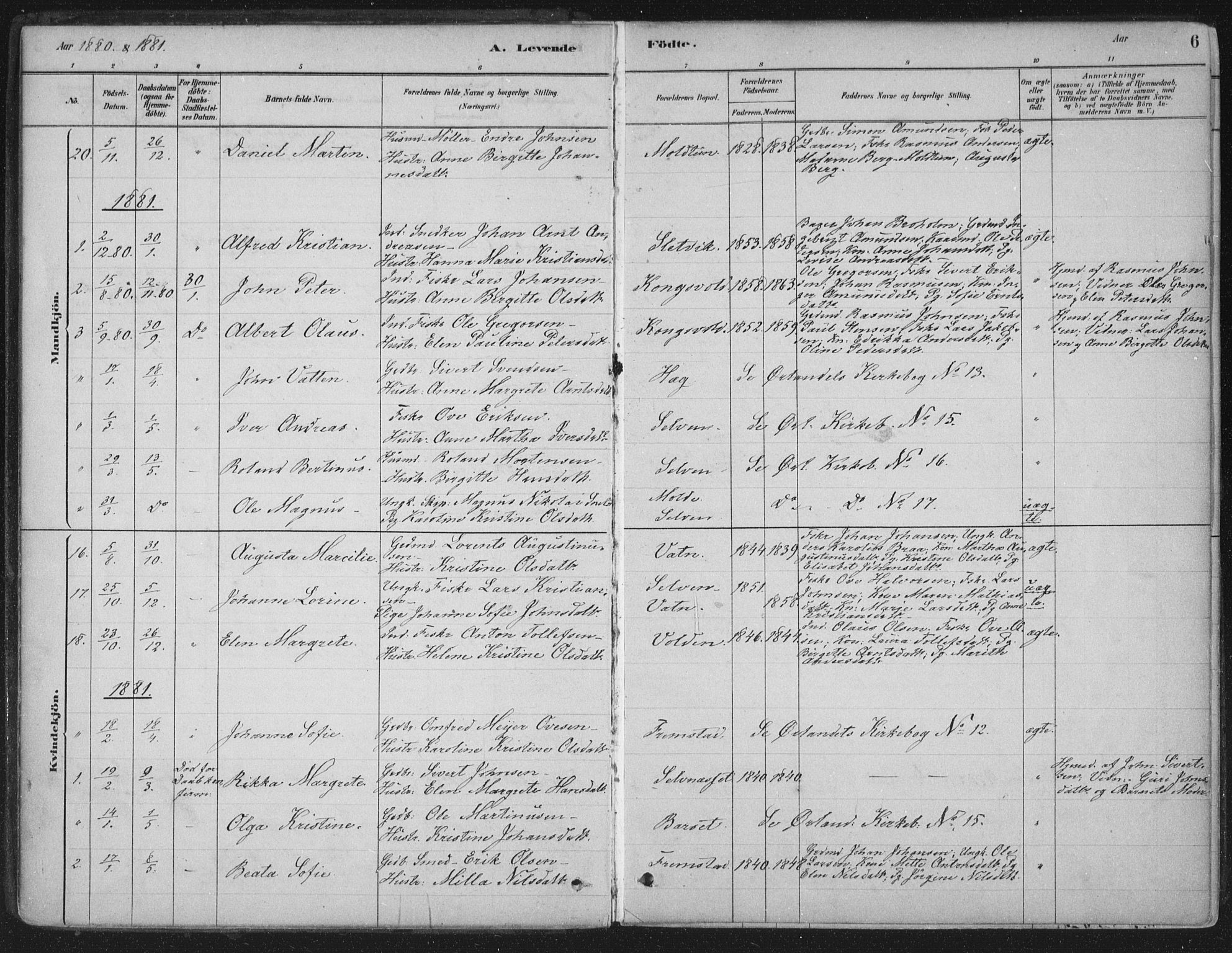 Ministerialprotokoller, klokkerbøker og fødselsregistre - Sør-Trøndelag, SAT/A-1456/662/L0755: Ministerialbok nr. 662A01, 1879-1905, s. 6