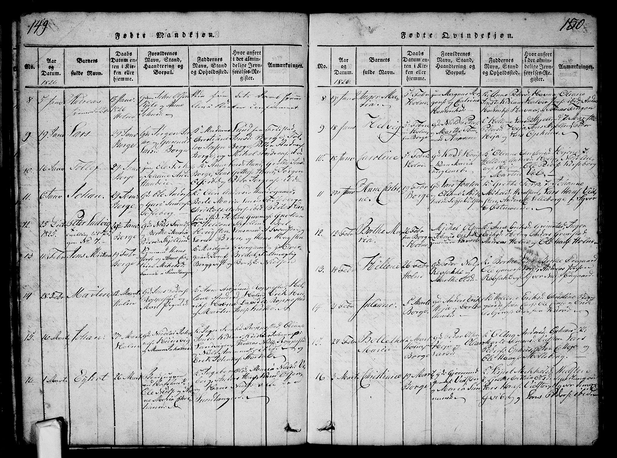 Borge prestekontor Kirkebøker, AV/SAO-A-10903/G/Ga/L0001: Klokkerbok nr.  I 1, 1815-1835, s. 149-150
