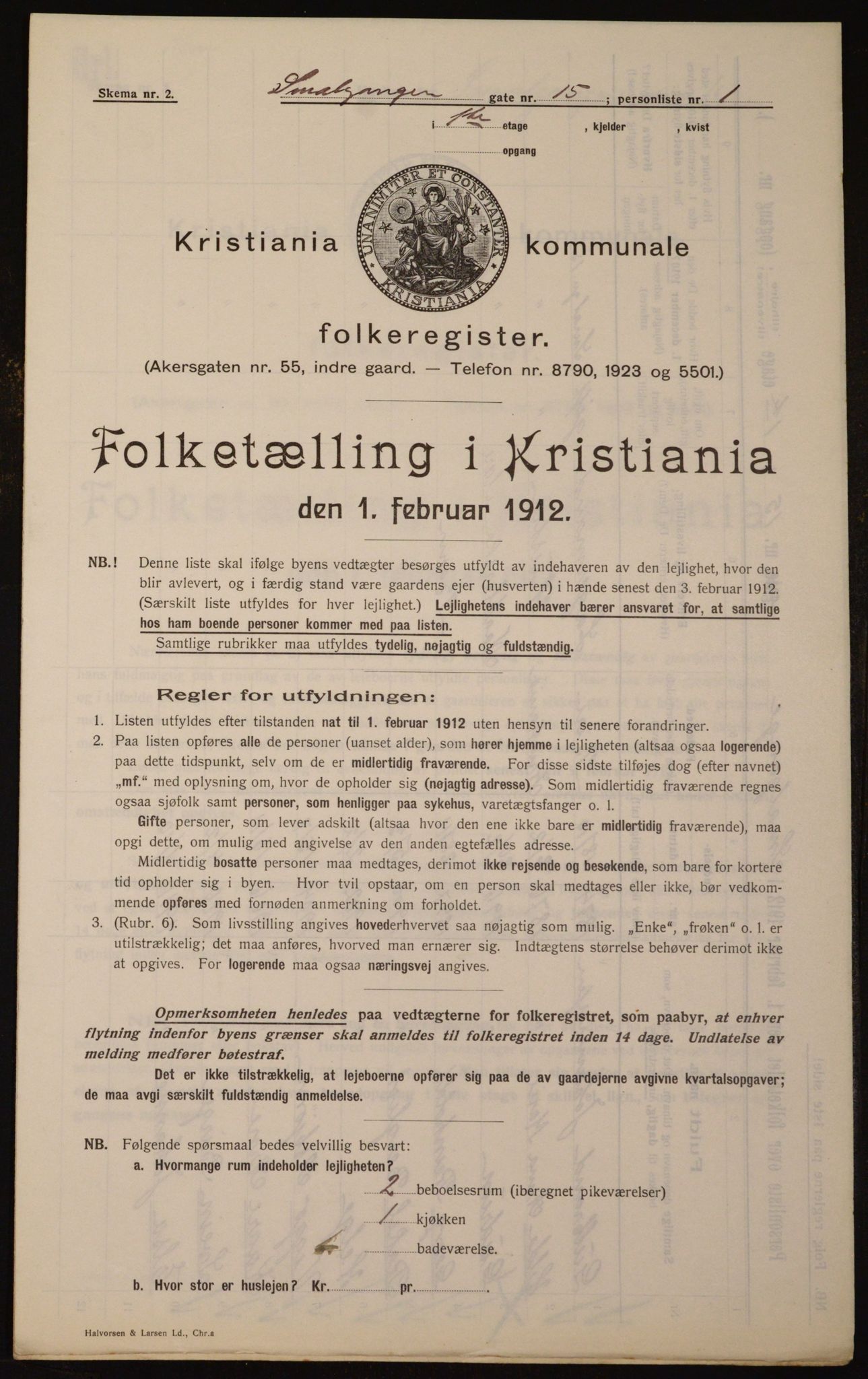 OBA, Kommunal folketelling 1.2.1912 for Kristiania, 1912, s. 97374