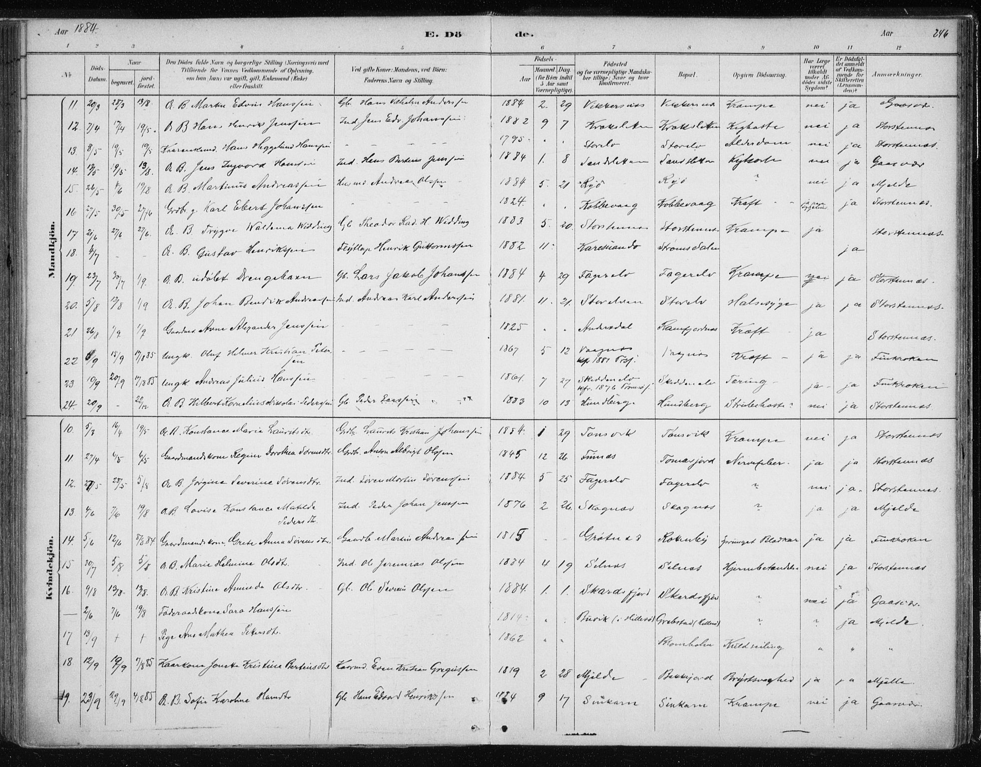 Tromsøysund sokneprestkontor, AV/SATØ-S-1304/G/Ga/L0004kirke: Ministerialbok nr. 4, 1880-1888, s. 246