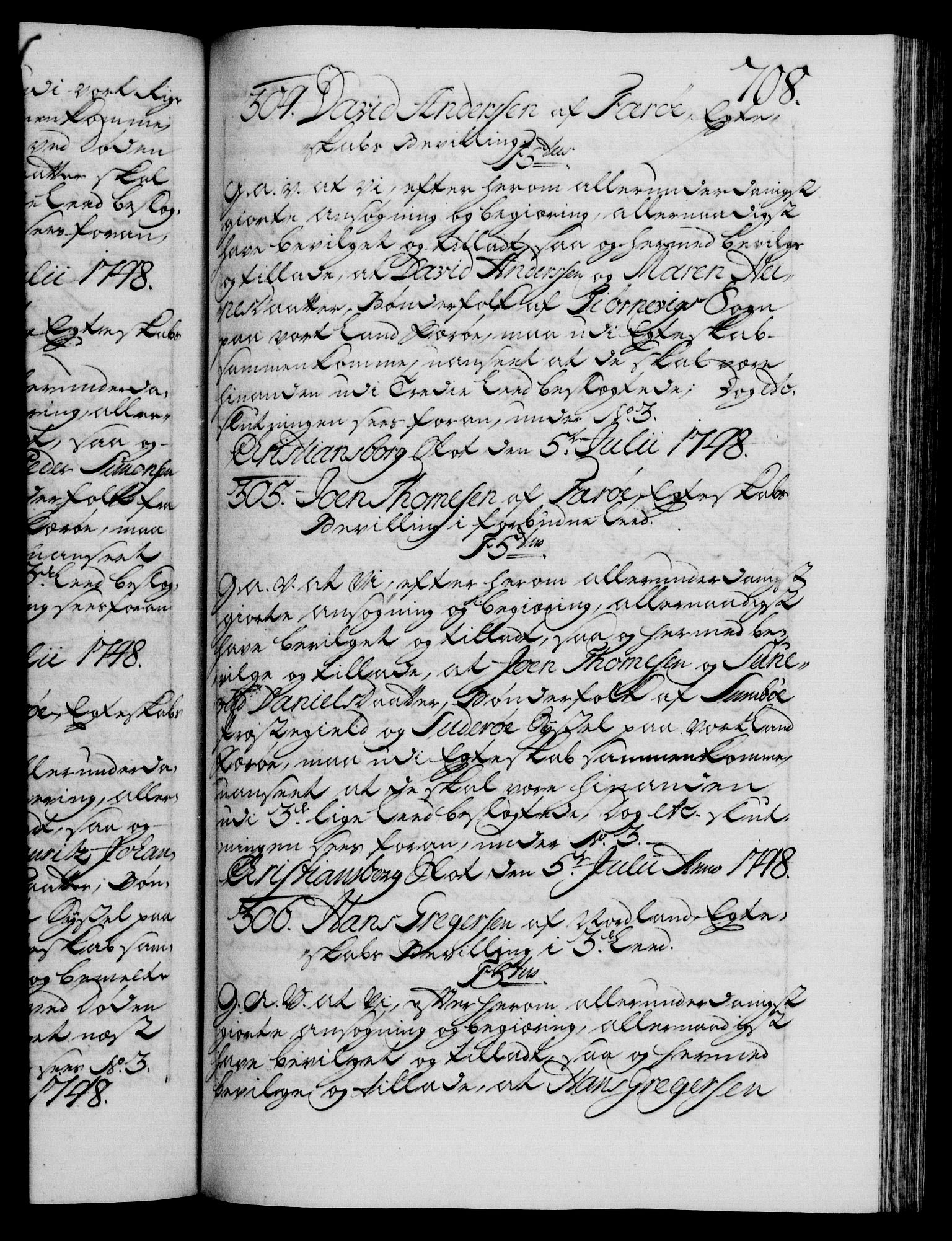 Danske Kanselli 1572-1799, RA/EA-3023/F/Fc/Fca/Fcaa/L0035: Norske registre, 1746-1748, s. 708a