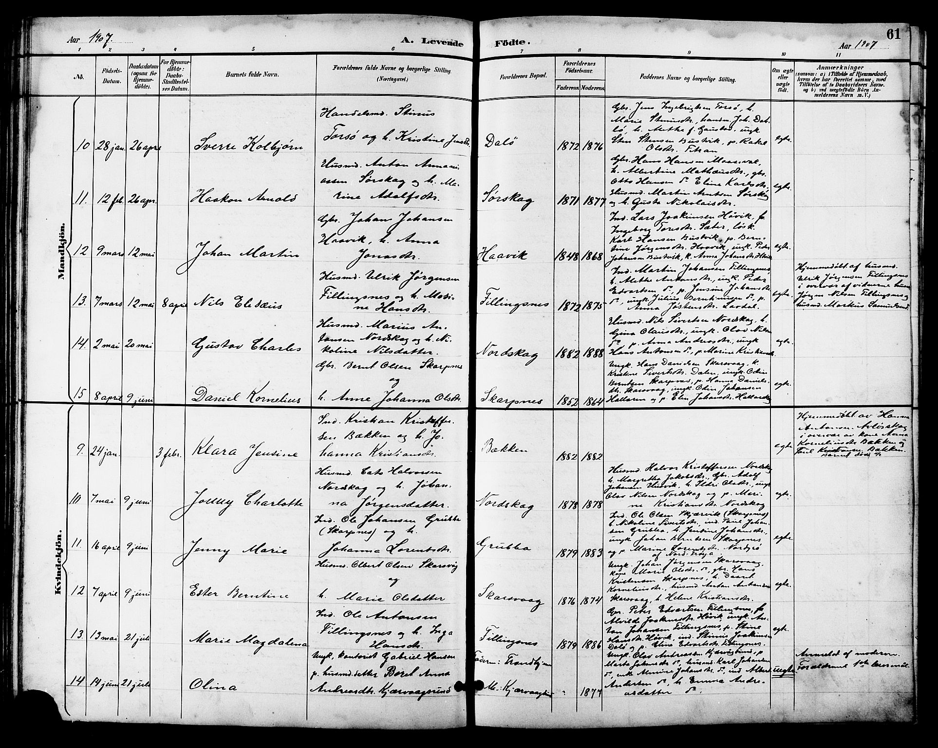 Ministerialprotokoller, klokkerbøker og fødselsregistre - Sør-Trøndelag, SAT/A-1456/641/L0598: Klokkerbok nr. 641C02, 1893-1910, s. 61