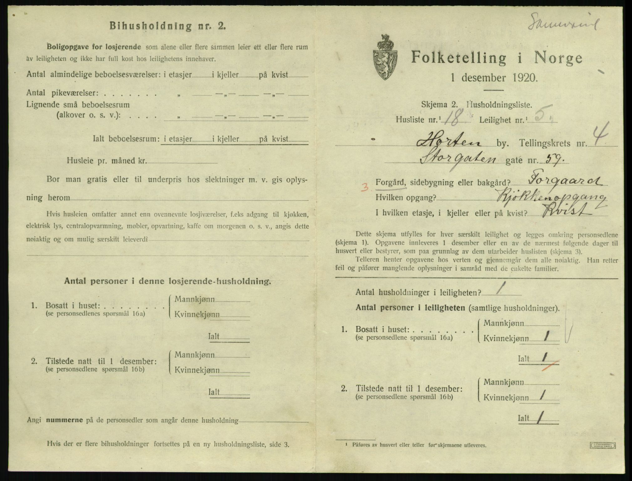 SAKO, Folketelling 1920 for 0703 Horten kjøpstad, 1920, s. 4879