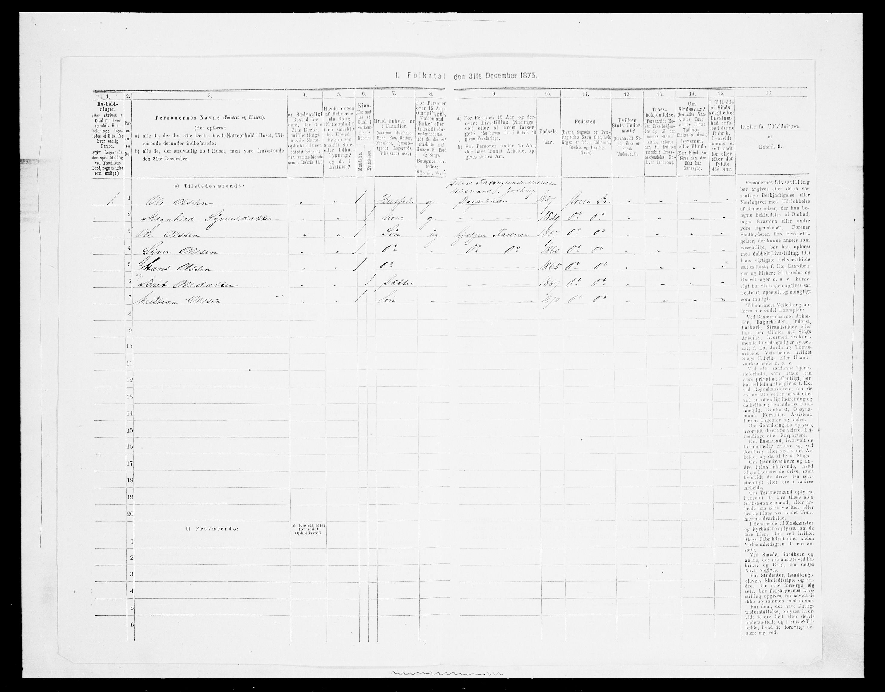 SAH, Folketelling 1875 for 0511P Dovre prestegjeld, 1875, s. 62