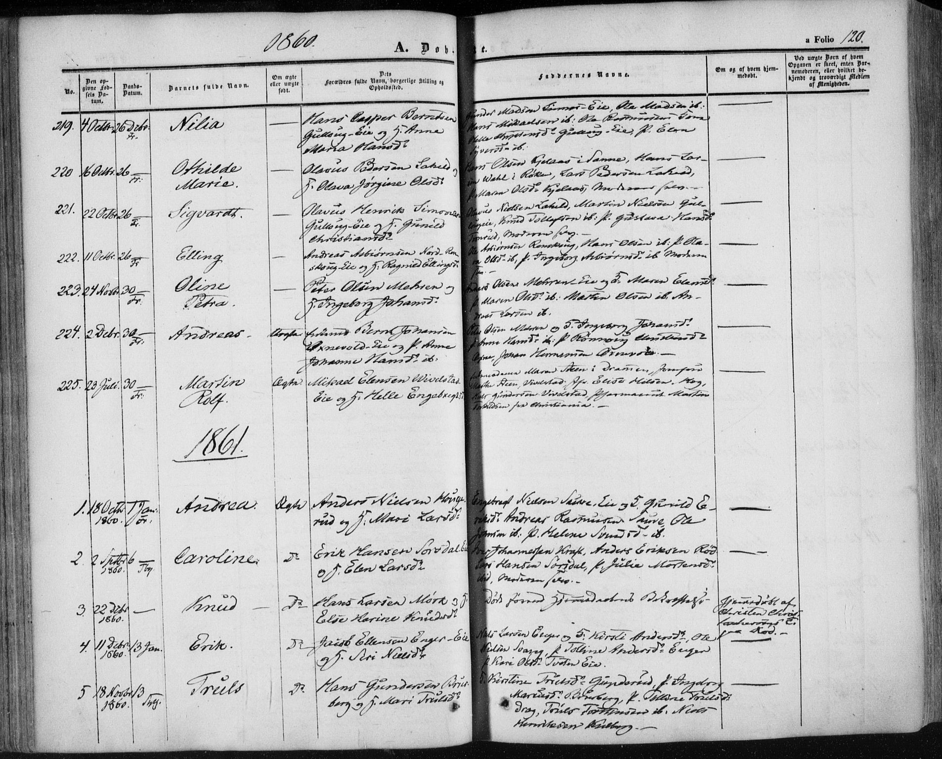 Lier kirkebøker, AV/SAKO-A-230/F/Fa/L0012: Ministerialbok nr. I 12, 1854-1864, s. 120