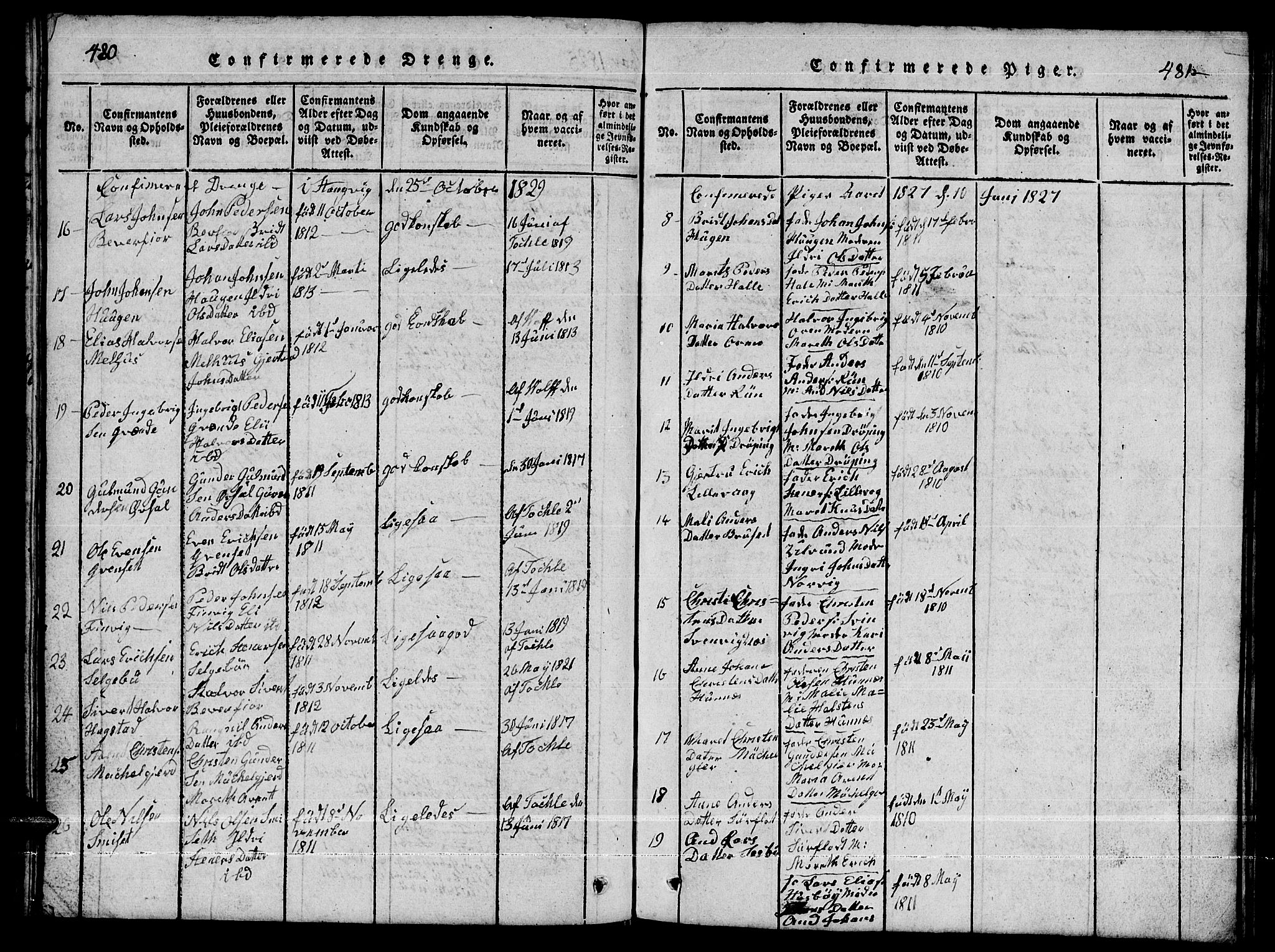 Ministerialprotokoller, klokkerbøker og fødselsregistre - Møre og Romsdal, AV/SAT-A-1454/592/L1031: Klokkerbok nr. 592C01, 1820-1833, s. 480-481