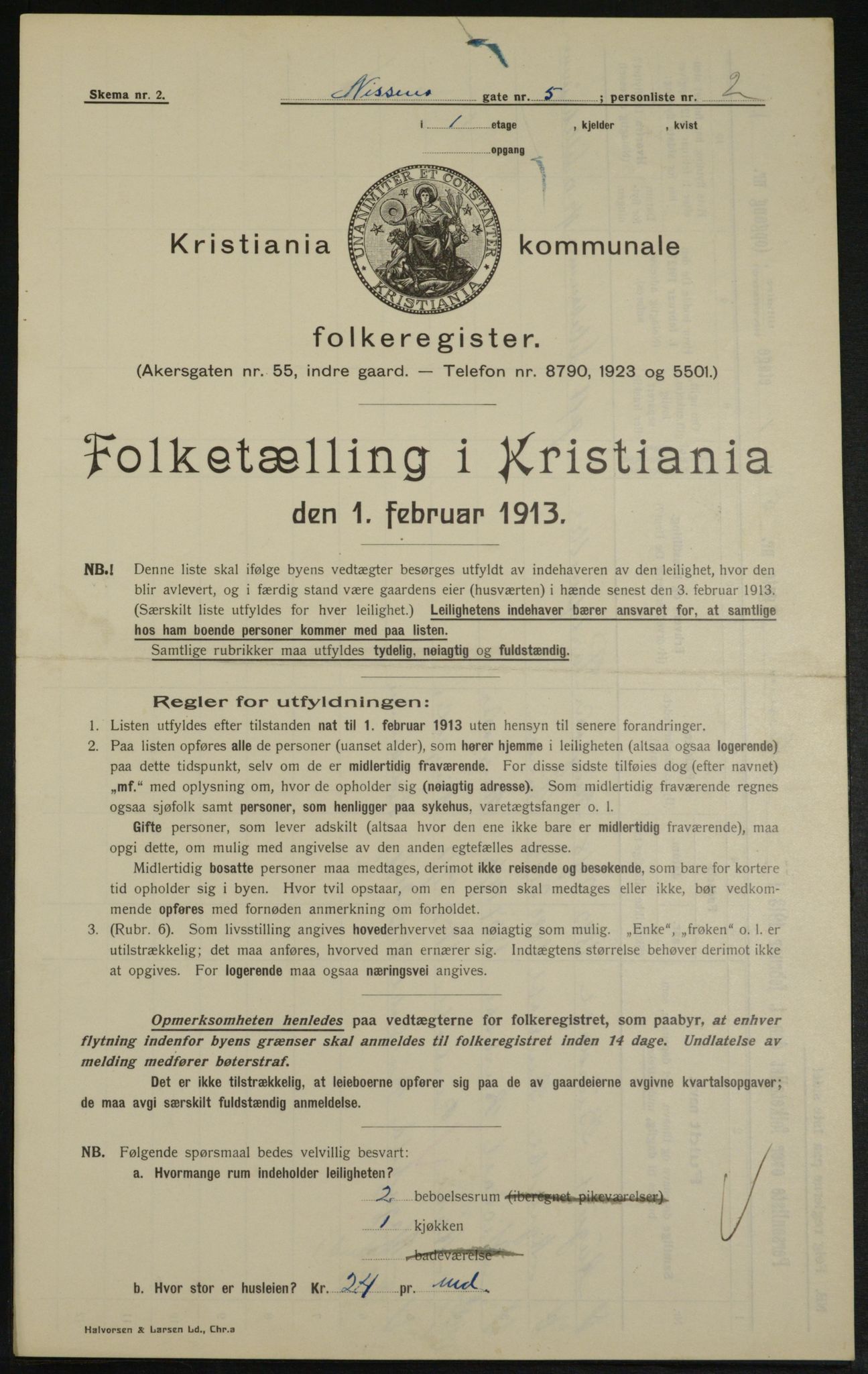 OBA, Kommunal folketelling 1.2.1913 for Kristiania, 1913, s. 71204