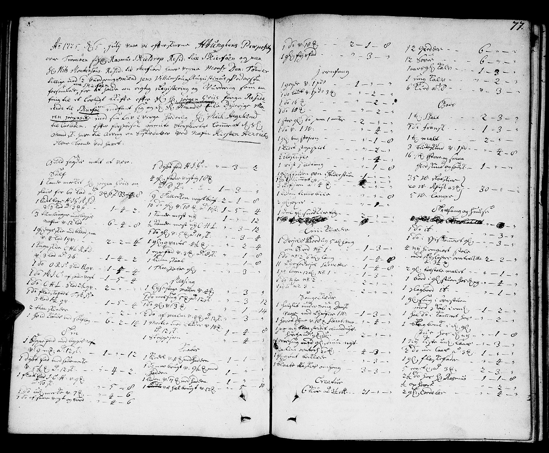 Tromsø/Troms prosti, AV/SATØ-S-1341/F/Fc/L0015: Skifteprotokoll, 1697-1761, s. 76b-77a