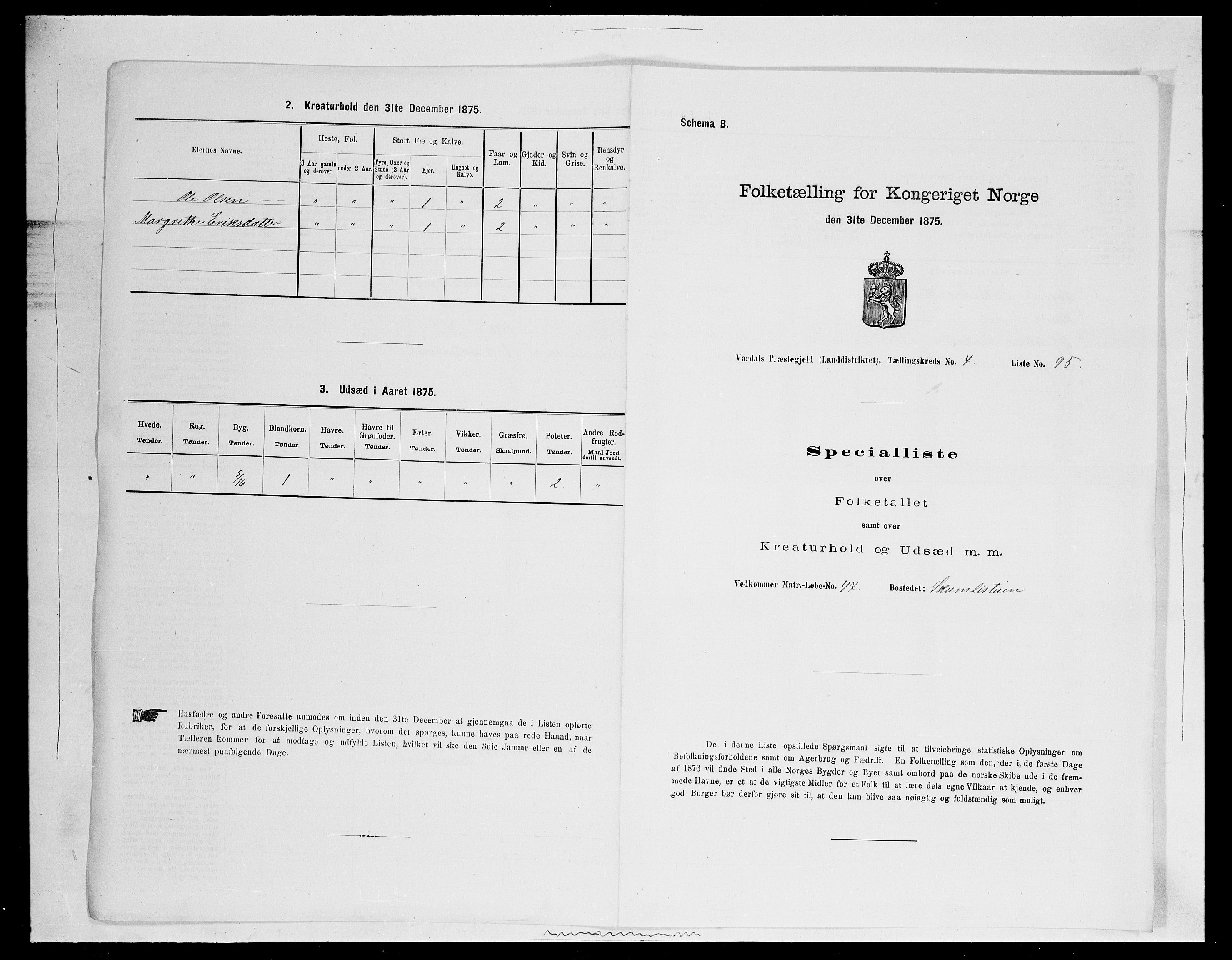 SAH, Folketelling 1875 for 0527L Vardal prestegjeld, Vardal sokn og Hunn sokn, 1875, s. 710