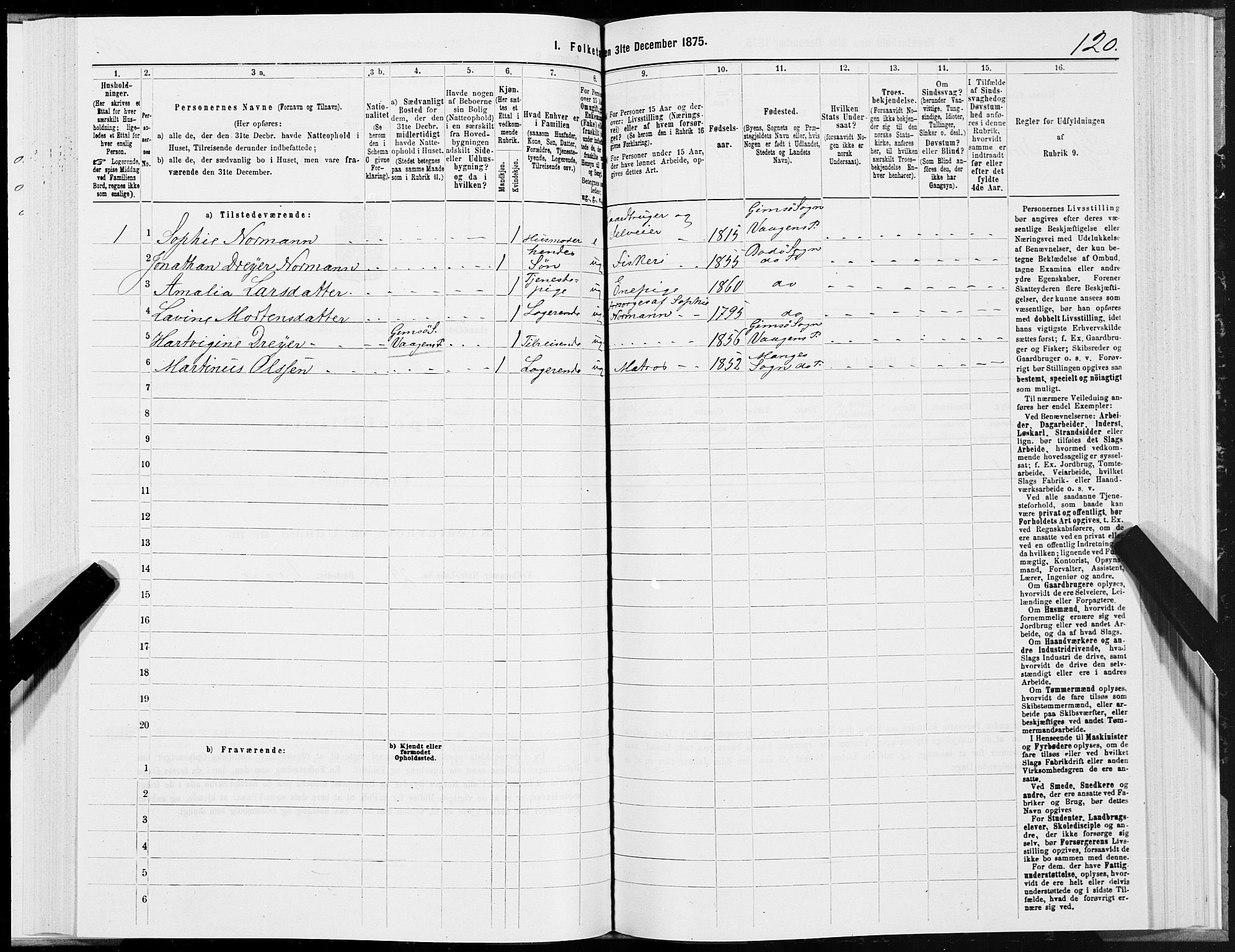 SAT, Folketelling 1875 for 1843L Bodø prestegjeld, Bodø landsokn, 1875, s. 1120