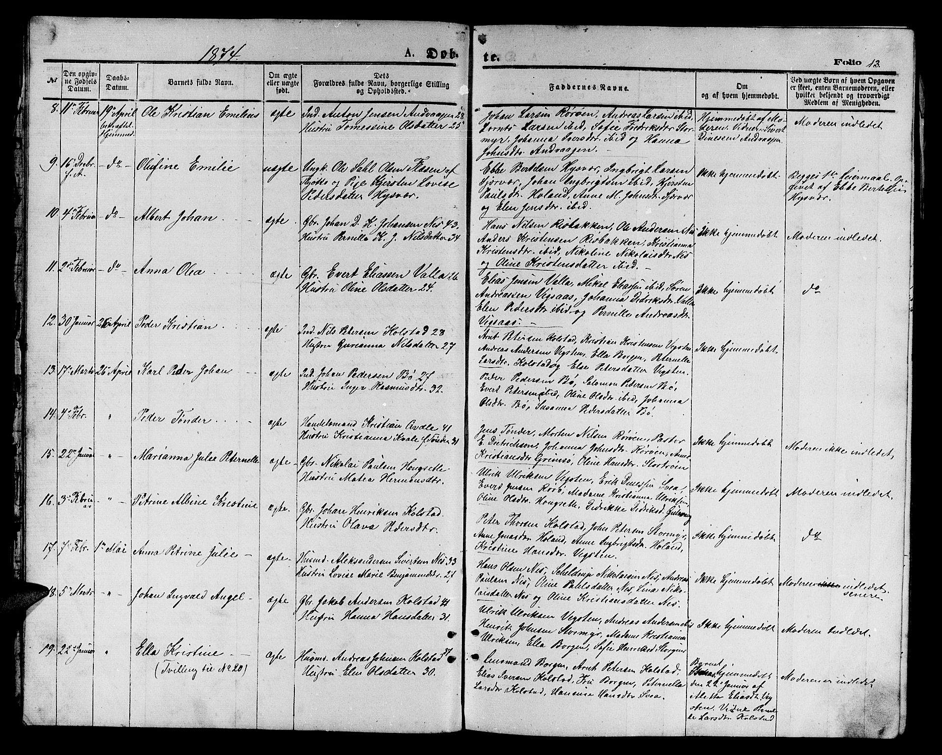 Ministerialprotokoller, klokkerbøker og fødselsregistre - Nordland, AV/SAT-A-1459/816/L0252: Klokkerbok nr. 816C02, 1871-1885, s. 13