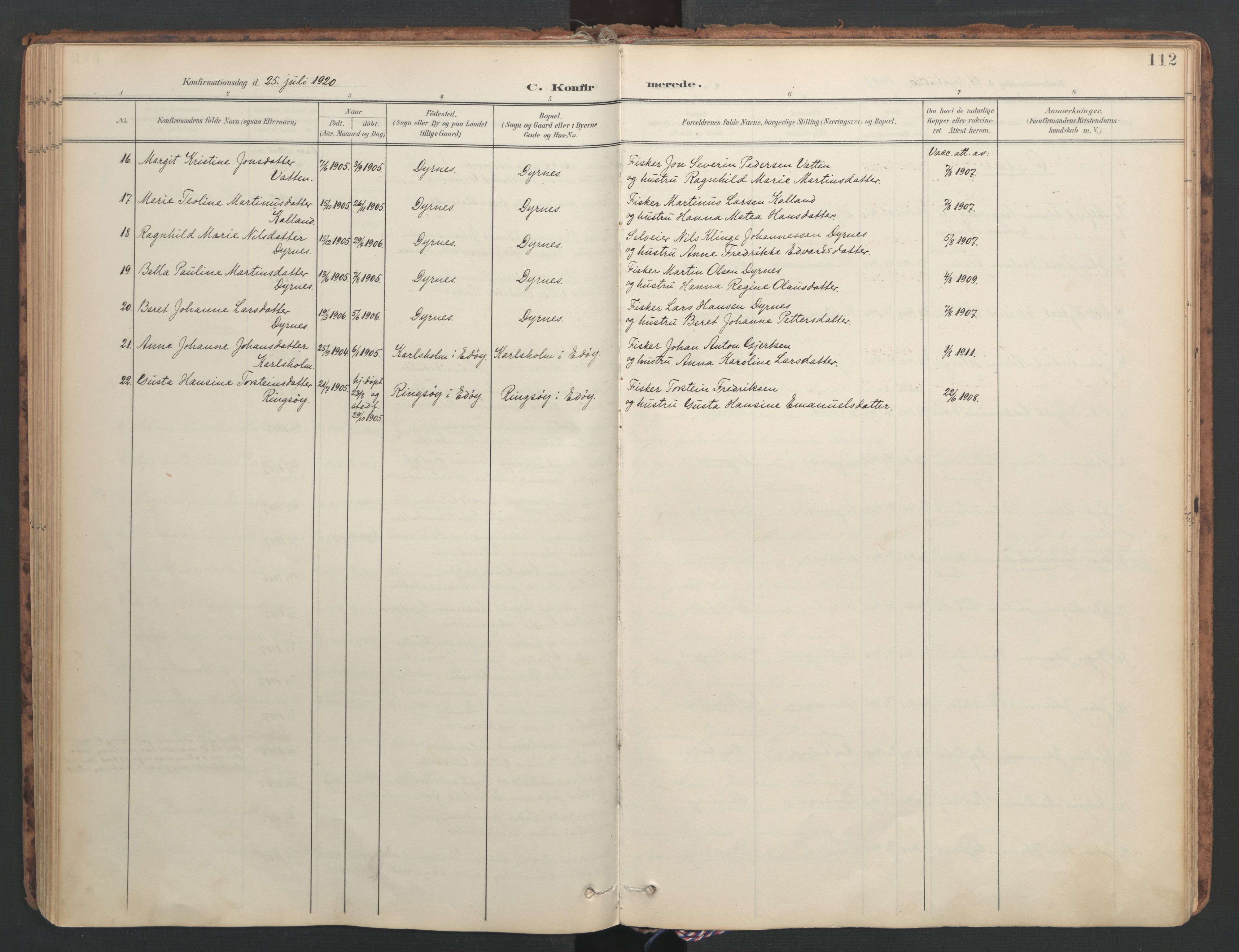 Ministerialprotokoller, klokkerbøker og fødselsregistre - Møre og Romsdal, SAT/A-1454/582/L0948: Ministerialbok nr. 582A02, 1901-1922, s. 112