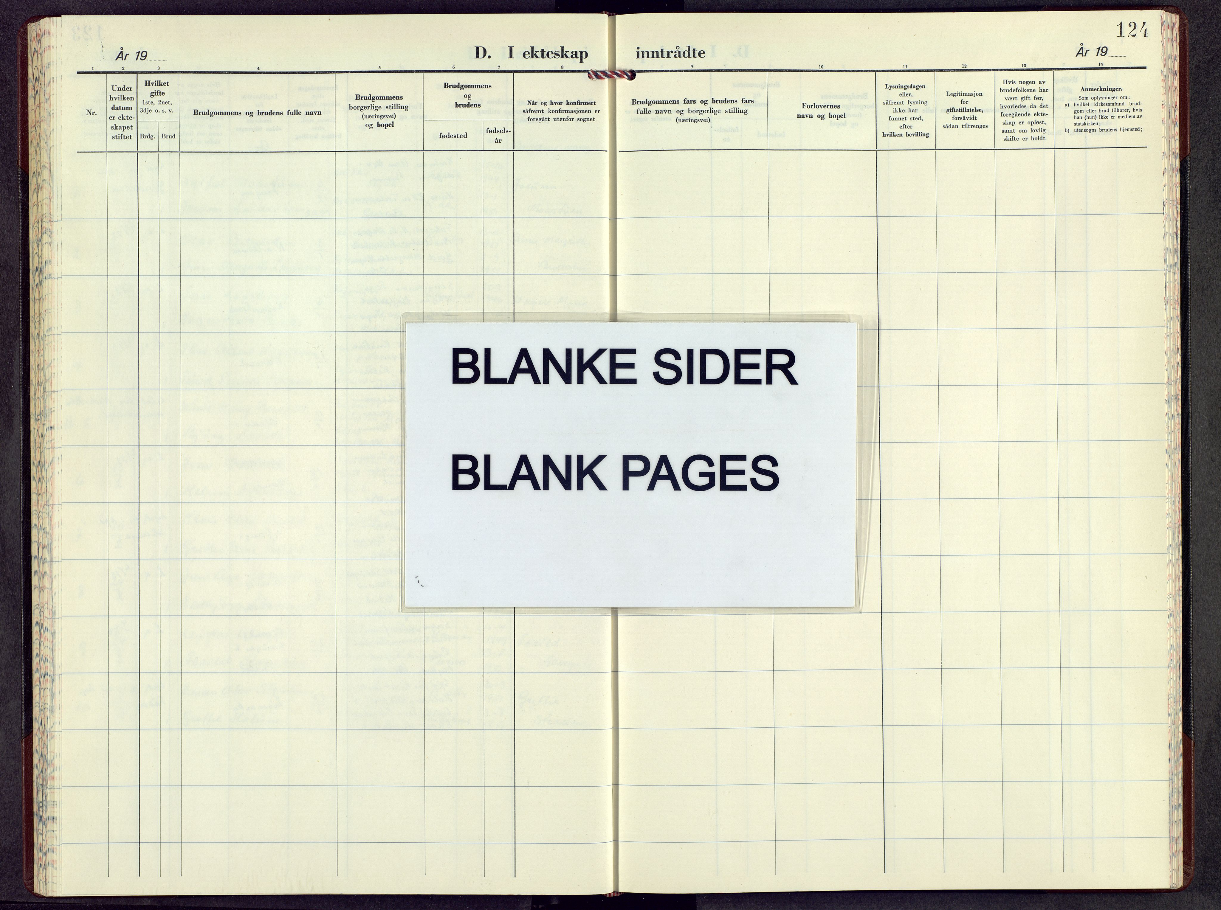 Ringsaker prestekontor, SAH/PREST-014/L/La/L0024: Klokkerbok nr. 24, 1967-1973, s. 124