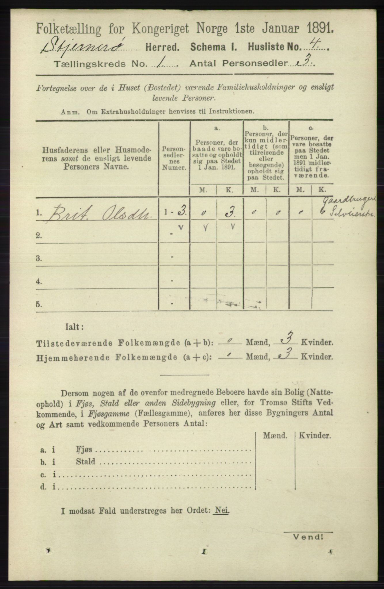 RA, Folketelling 1891 for 1140 Sjernarøy herred, 1891, s. 19